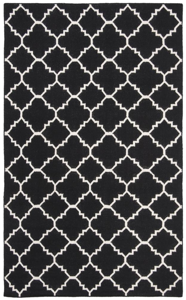 Safavieh DHU554L-5 Dhurries Malina 5 x 8 (ft) Wool Black/Ivory Rectangular Indoor Trellis Coastal Area rug