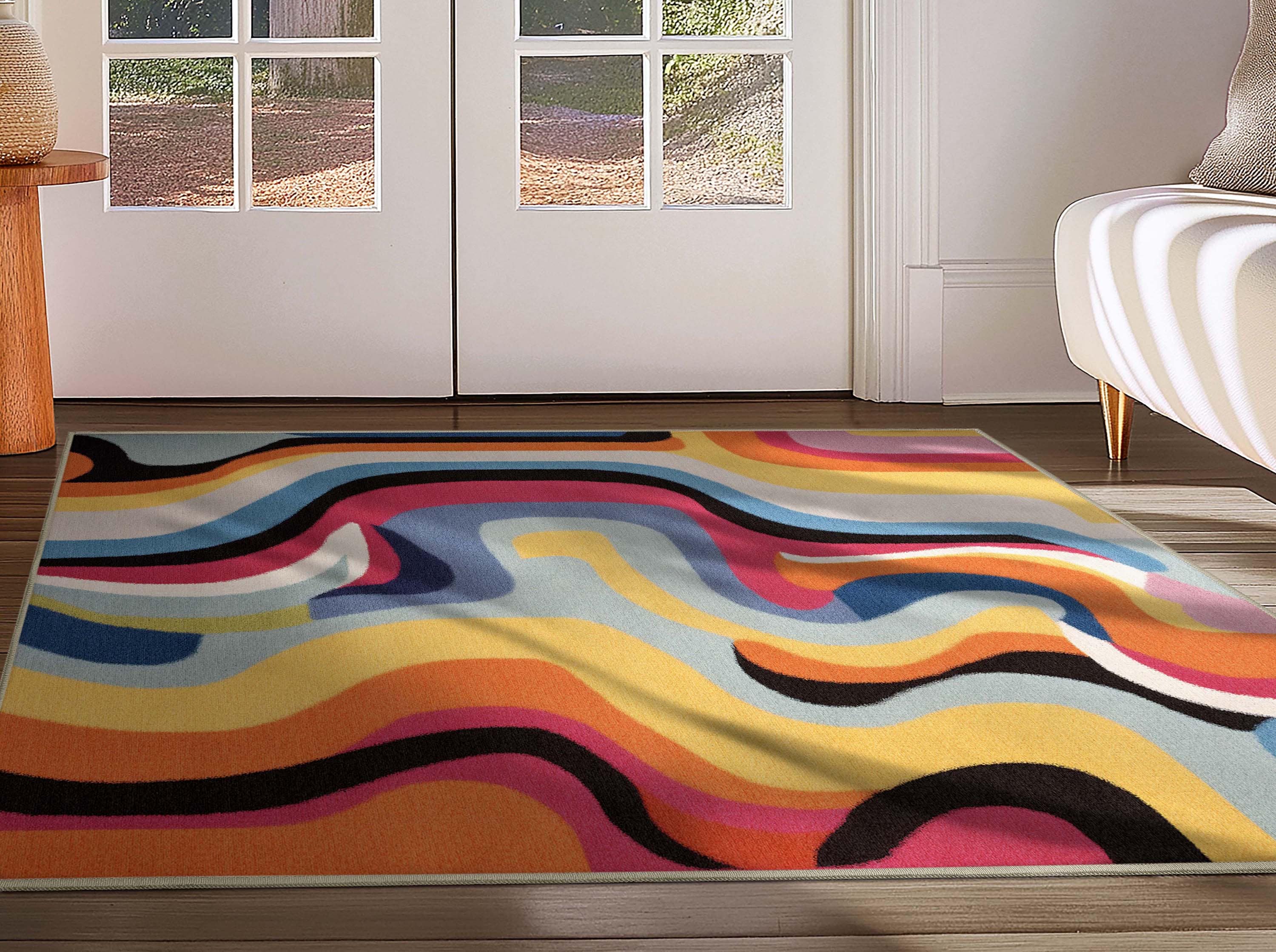 Well Woven W-AID-09A-4 Apollo 3 x 5 (ft) Polyester Multi Rectangular Indoor Abstract Mid-Century Modern Area rug