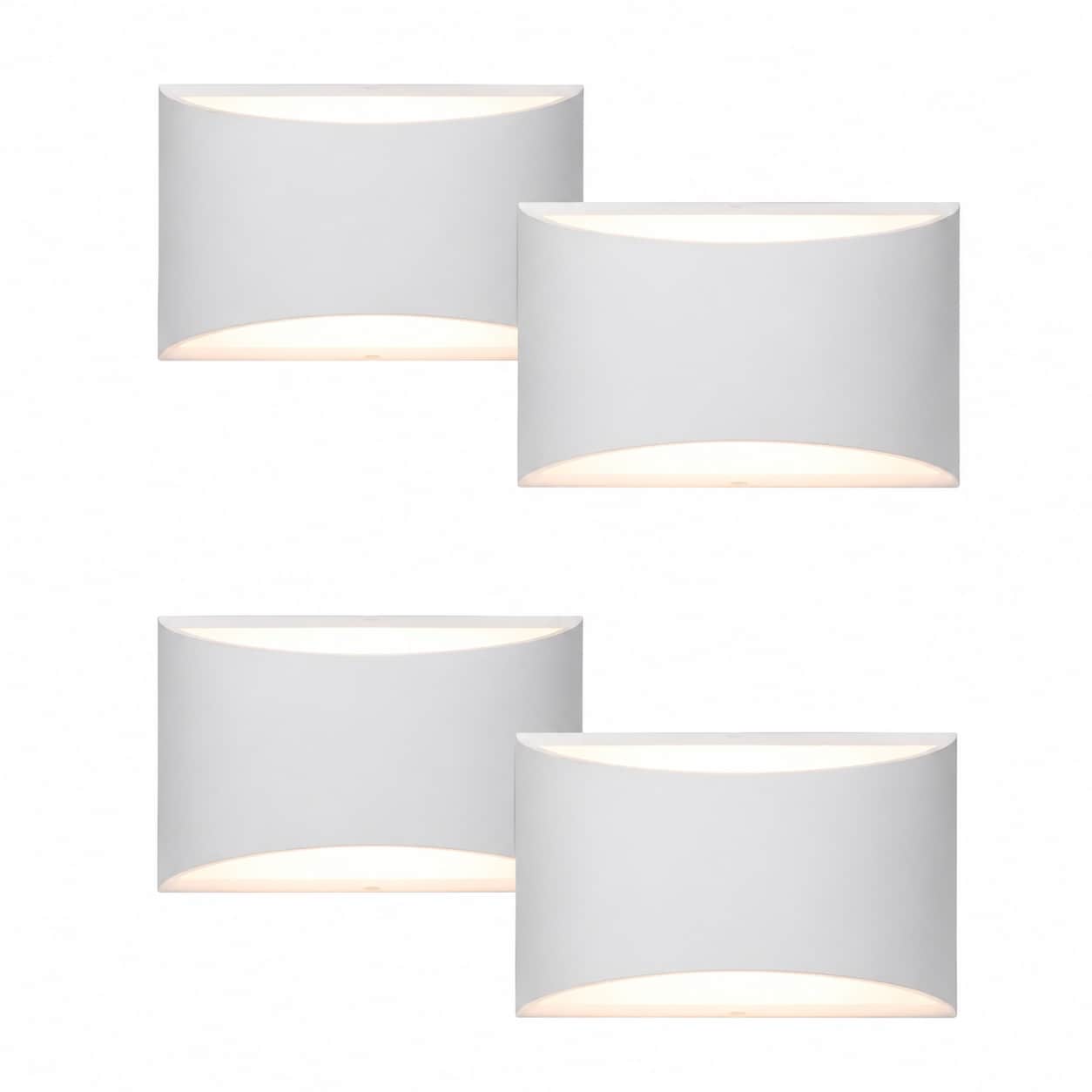 Aoibox  4 Pack Aluminum Indoor LED Wall Sconce Up and Down Light Paintable White Finish 3000K G9 Bulbs Included