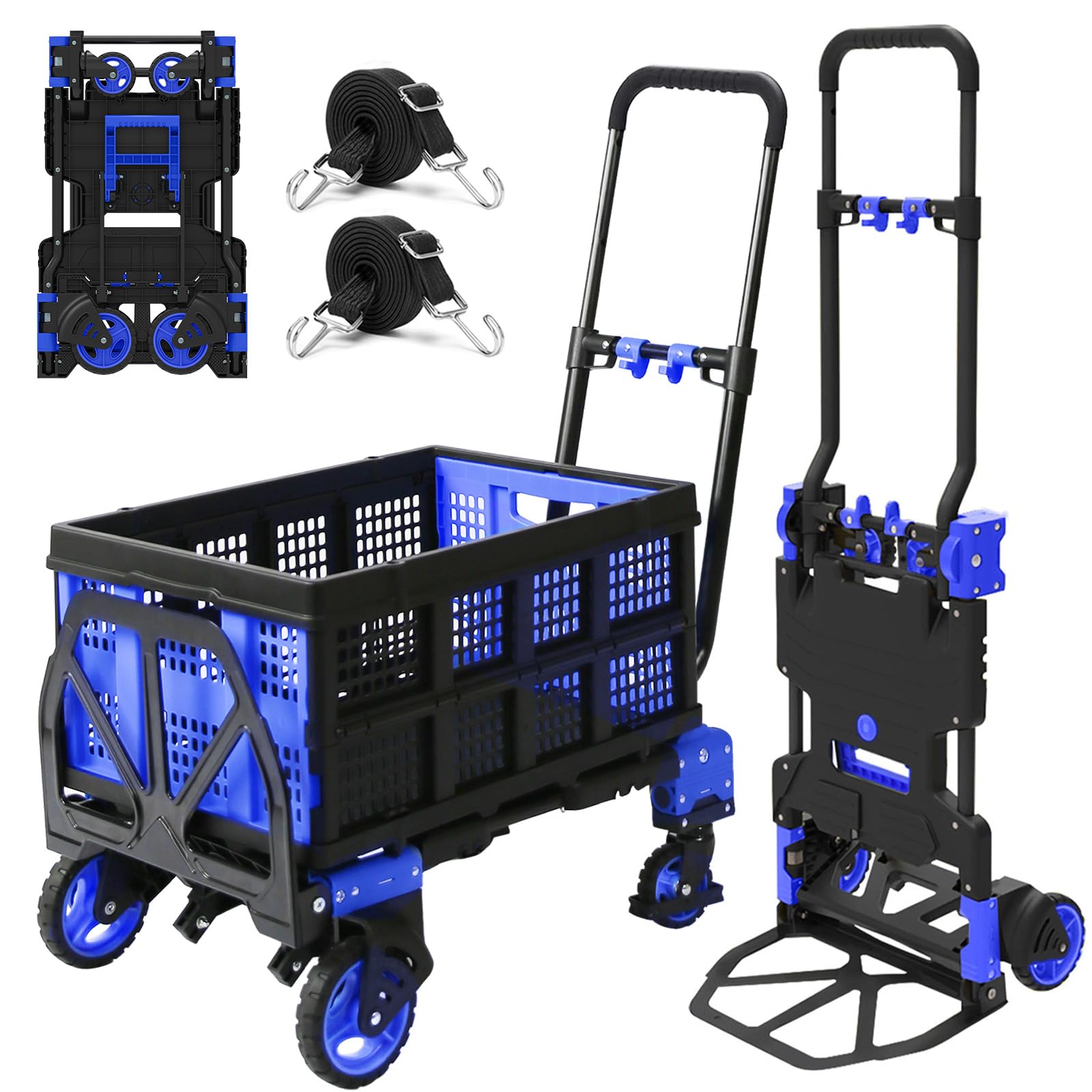 Adrinfly  Upgraded 3 in 1 Convertible Folding Hand Truck with Brakes Hand Truck Dolly Heavy Duty 660lbs Capacity Stair Climbing Cart with