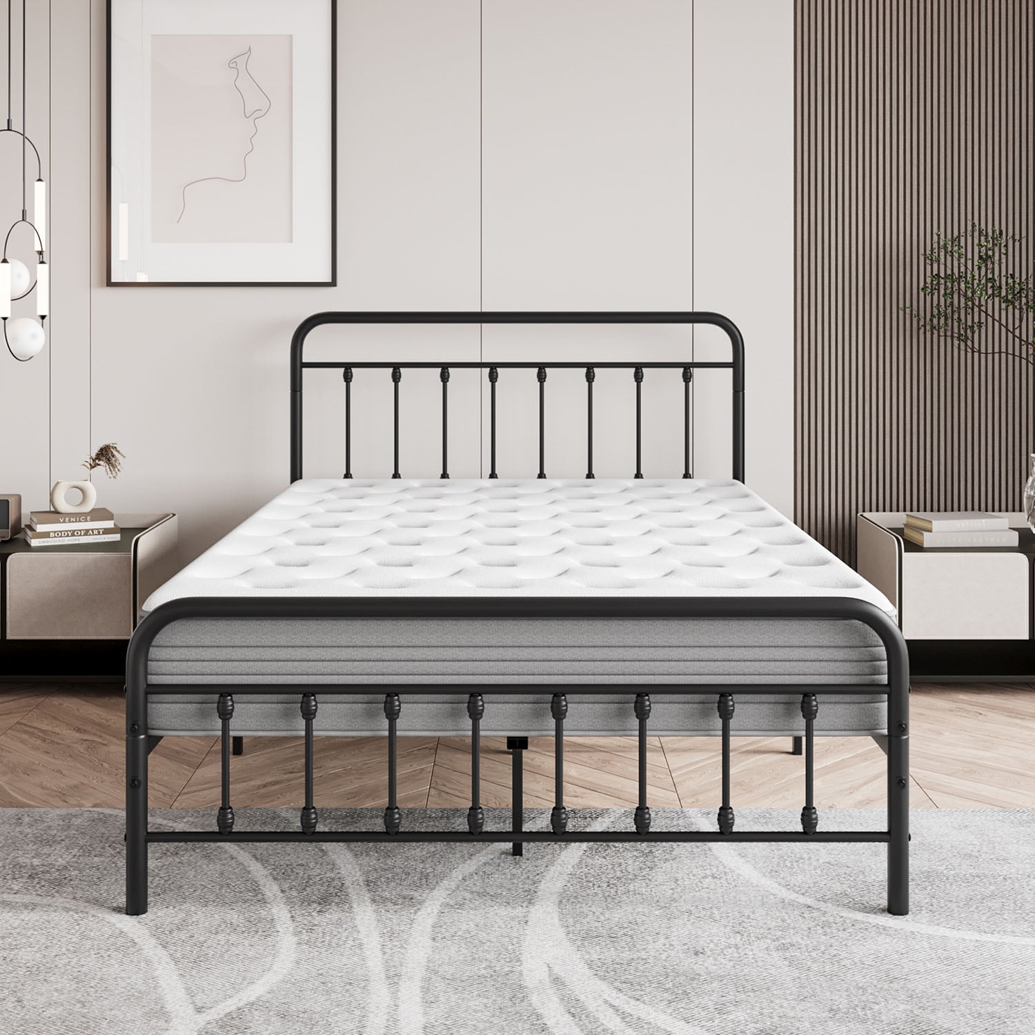Mondawe MO-HS47062 Black Full Metal Platform Bed