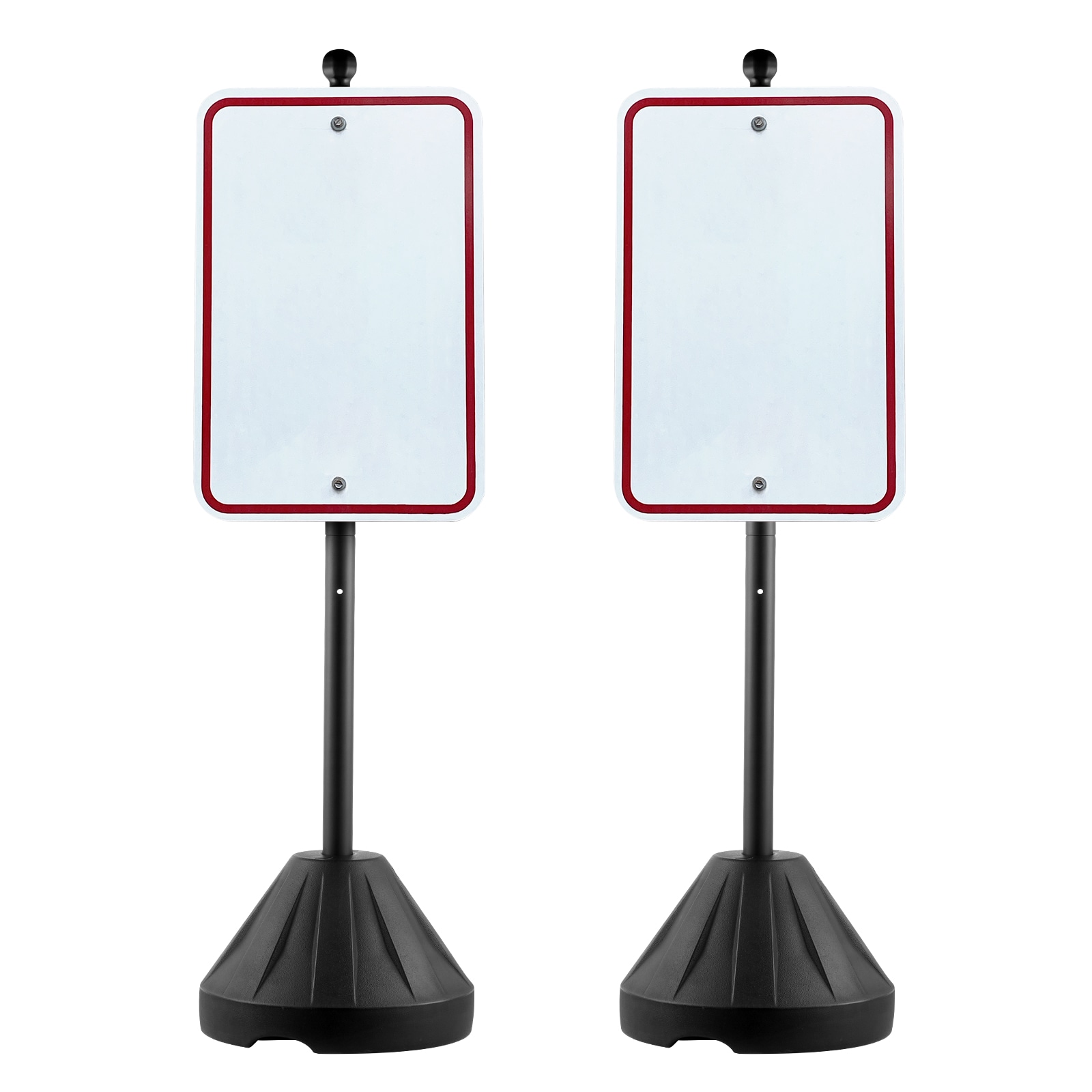 VEVOR SCLBGBXSBZGZ05683V0 Portable Sign Post  5 ft Cast Iron Sign Post Holder with Hard Plastic Base and Wheels   Movable Parking Sign Stand for No Parking Street Signs  Handicap Parking Sign   with Base  Bolts Nuts  Black