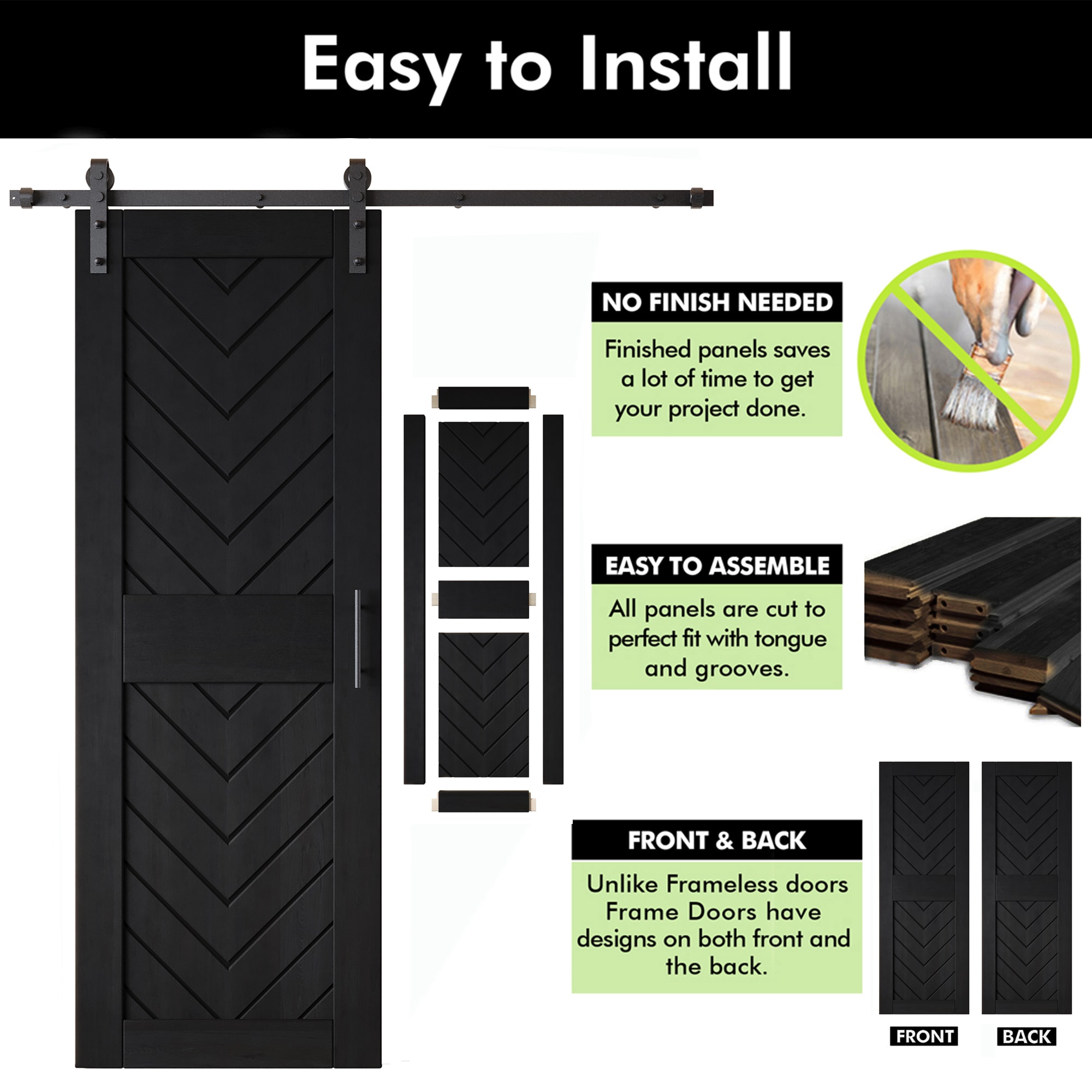 HOMACER YT2H156C-JT3-3684-BK Barn-Doors - View #3