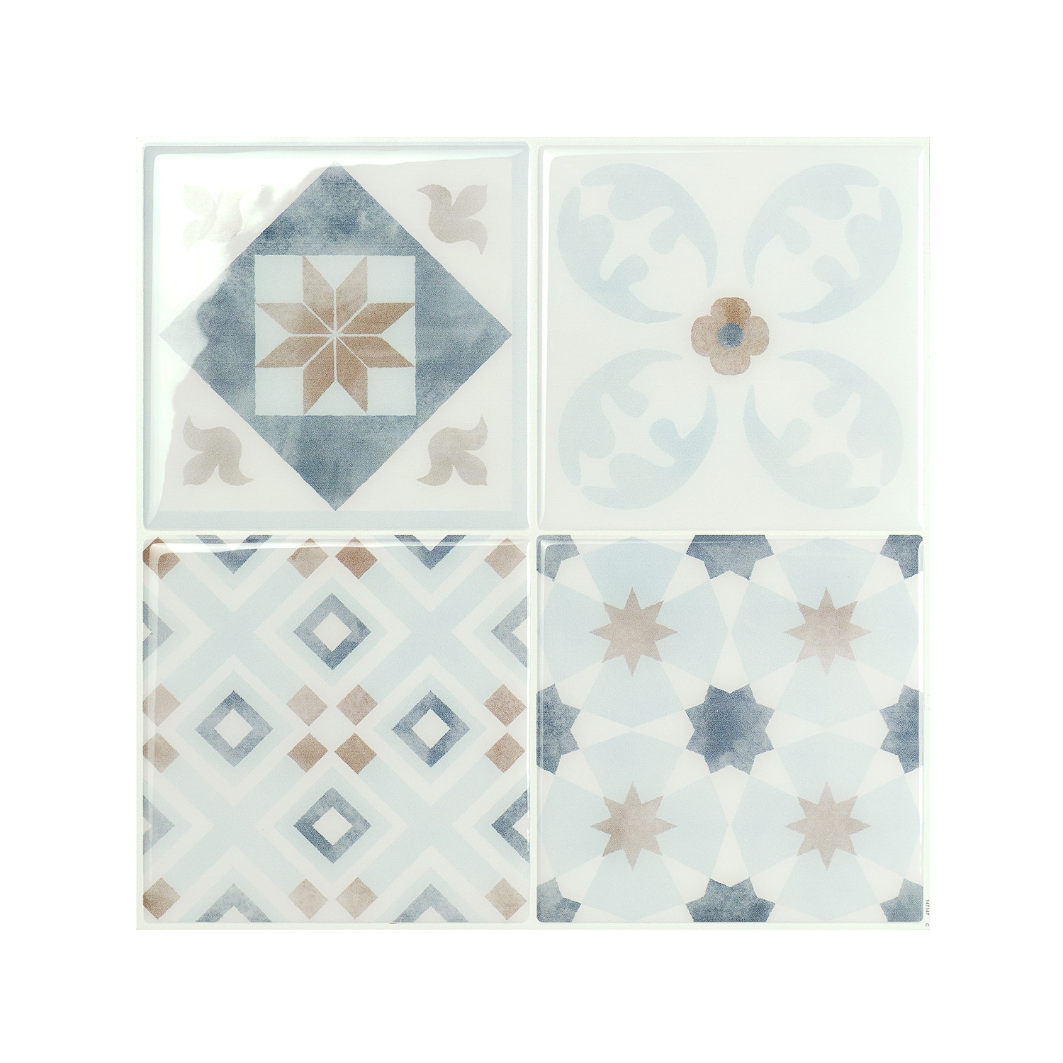 Smart Tiles Vintage Velletri Multicolored 9-in x 9-in Glossy Resin Mixed Pattern Patterned Peel and Stick Wall Tile (2.22-sq. ft/ Carton)