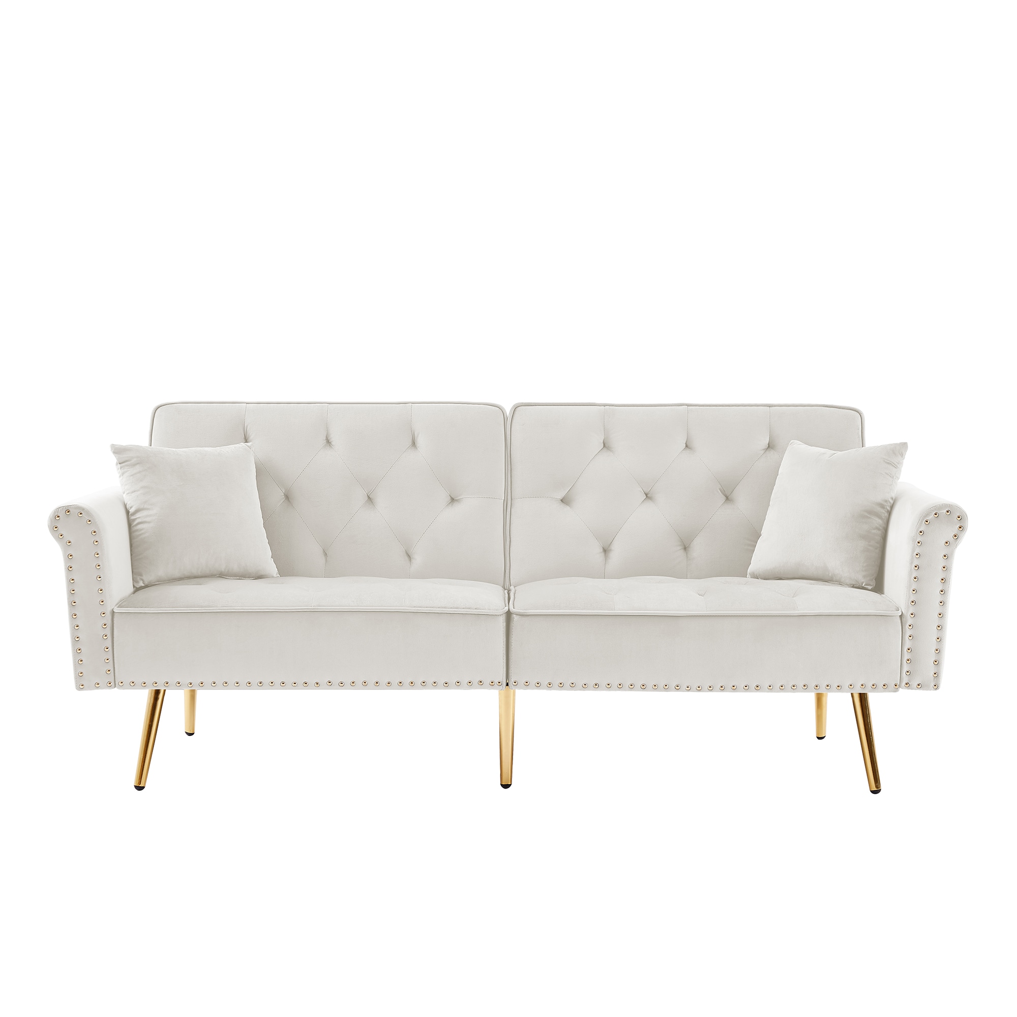 Bybafun YA3700121 69.6-in Modern Beige Velvet Reclining Sofa