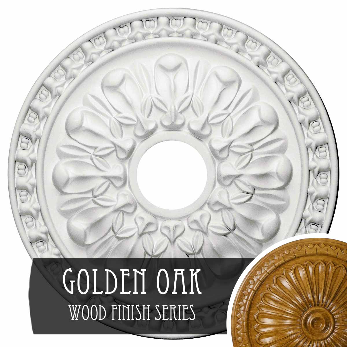 Ekena Millwork CM18WAGOS Warsaw 18-in W x 18-in L Golden Oak Polyurethane Ceiling Medallion