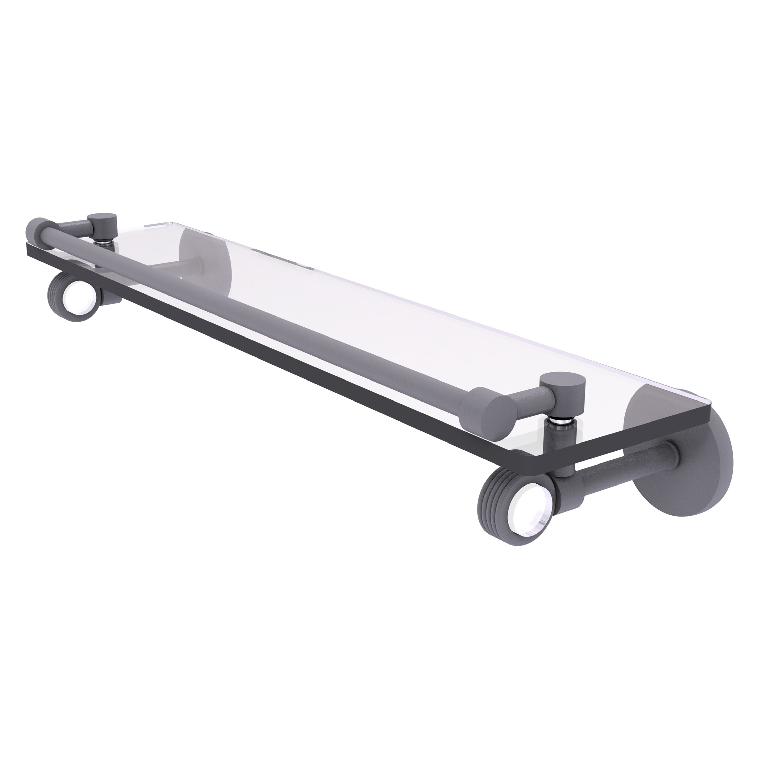 Allied Brass CV-1G-22-GAL-GYM Clearview Matte Gray 1-Tier Wall Mount Bathroom Shelf (22-in x 3.75-in x 5-in)