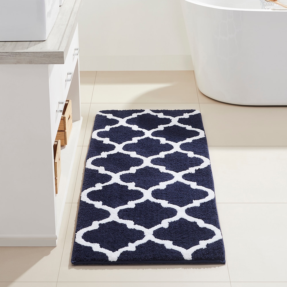 Better Trends 34-in x 21-in Aqua Polyester Bath Rug in the