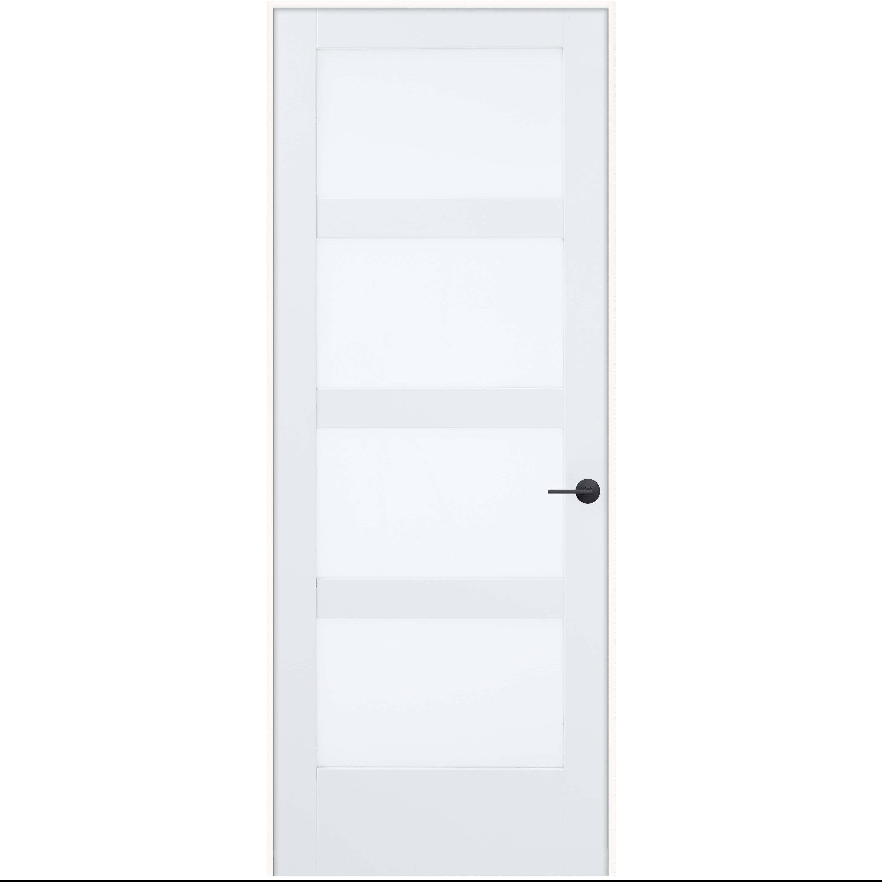 JELD-WEN LOWOLJW240000079 30-in x 80-in Primed Solid core Frosted glass Left hand Smooth Primed MDF Flat Jamb Single Prehung Interior Door