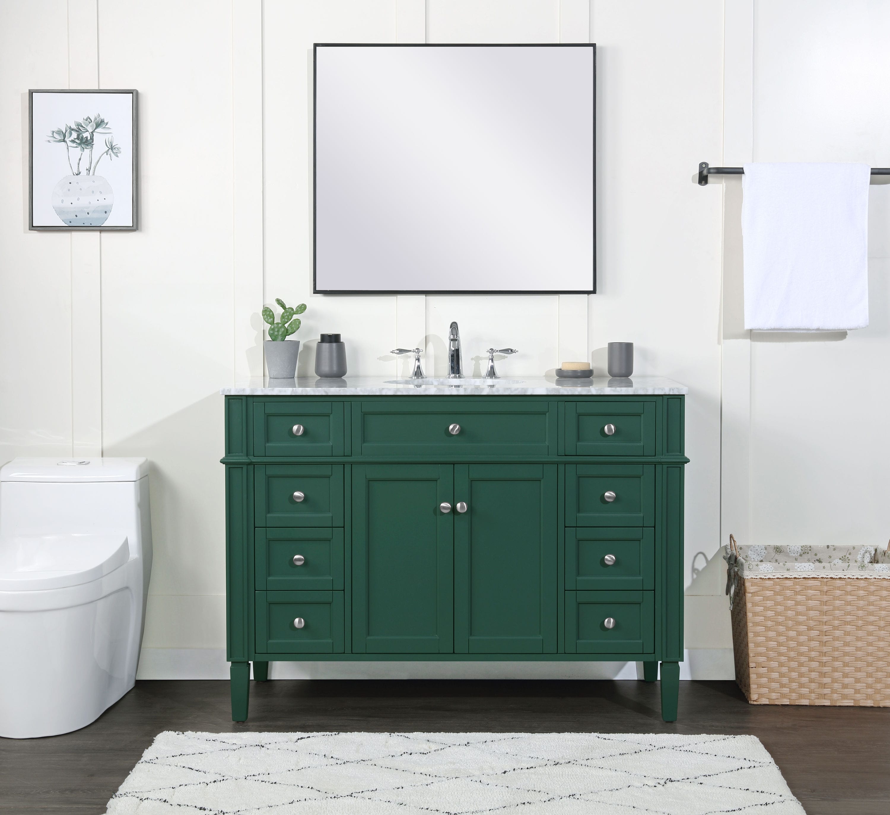 Design Ideas for a Green Vanity and Bathroom