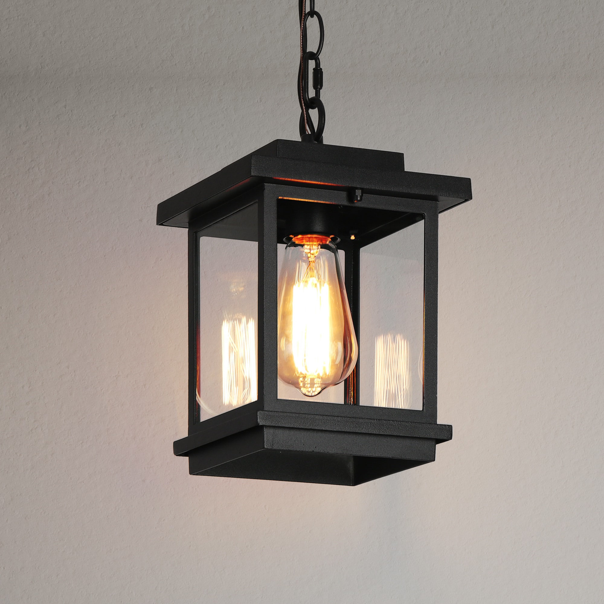 Matte Black Glass Mini Outdoor Pendant Light
