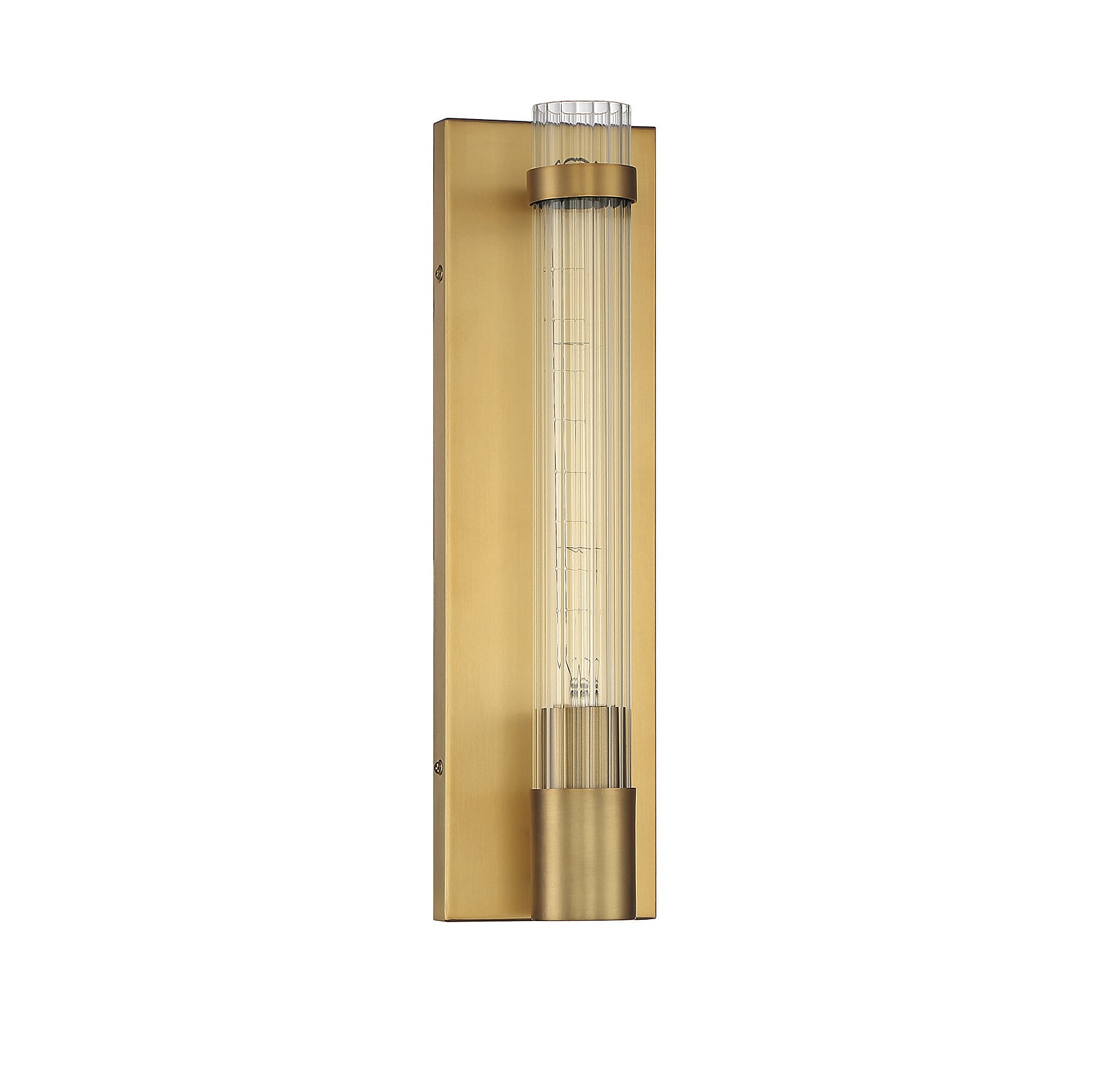 Willmar Warm Brass 1-Light Wall Sconce with Reeded Glass