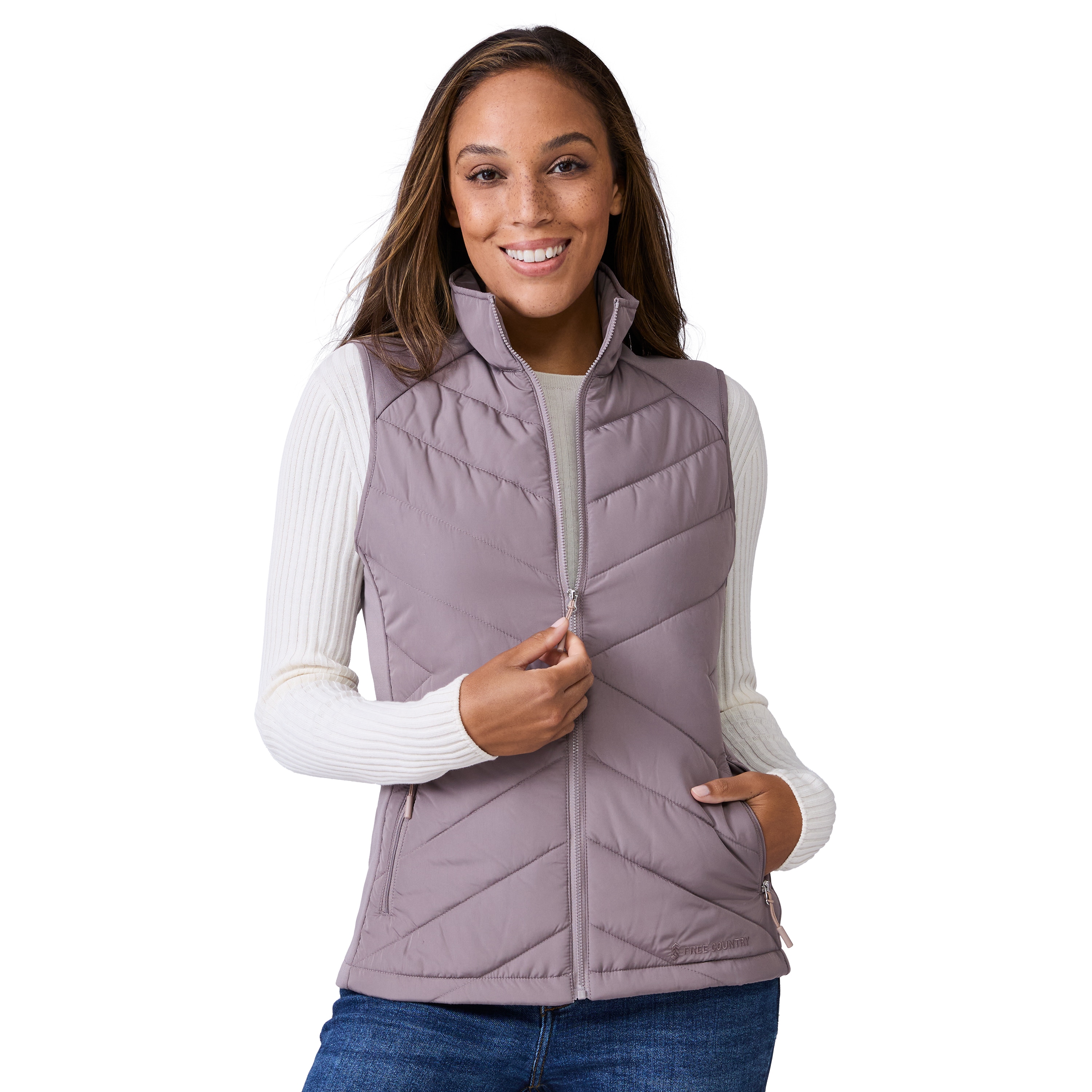 Free Country 7LOF4633TAUPE XL Women's Brown Polyester Puffer vest Extra Large