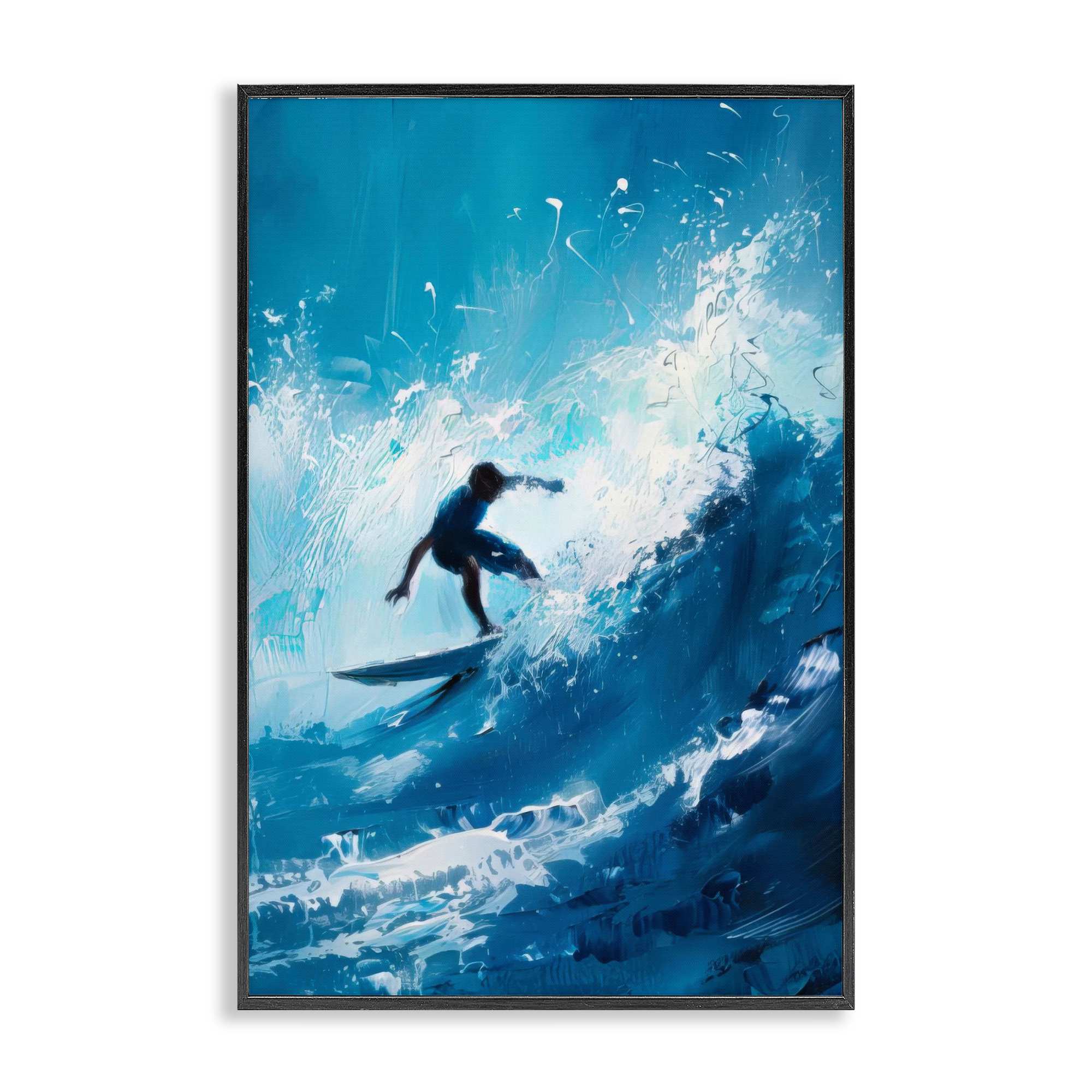 Stupell Industries BT-719-FR-20X30 Surfer and  Splashing Wave Framed Giclee design by LSR Design Studio