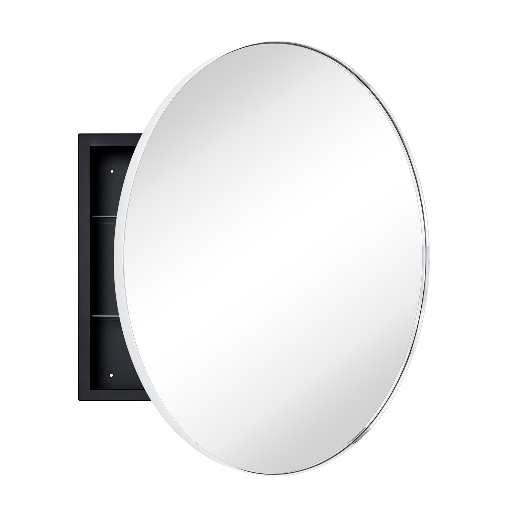 TEHOME GC-00771 24-in x 24-in Surface Mount Chrome Mirrored Round Medicine Cabinet