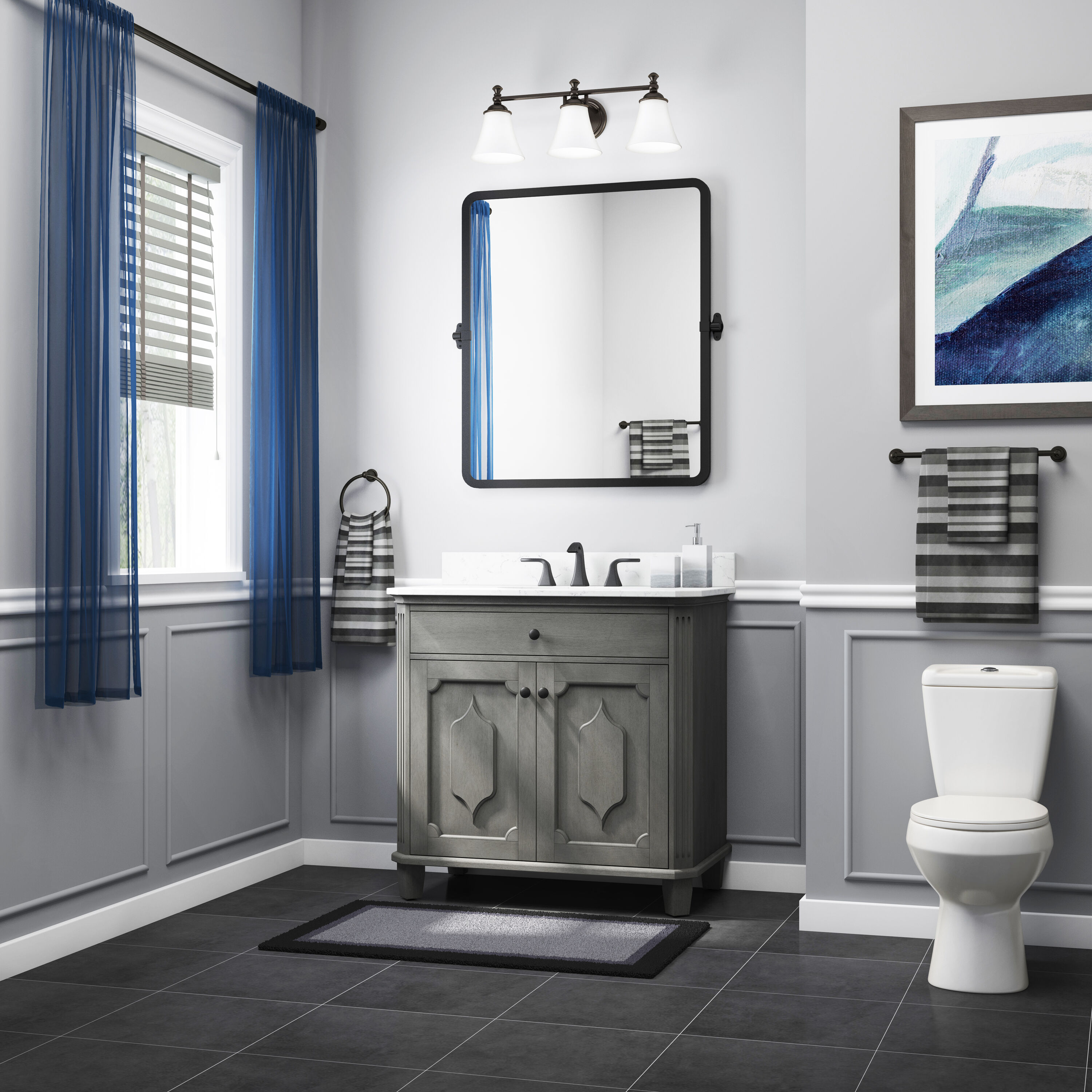 allen + roth Sandbanks 30-in Greige Undermount Single Sink Bathroom Vanity  with White Engineered Stone Top in the Bathroom Vanities with Tops  department at