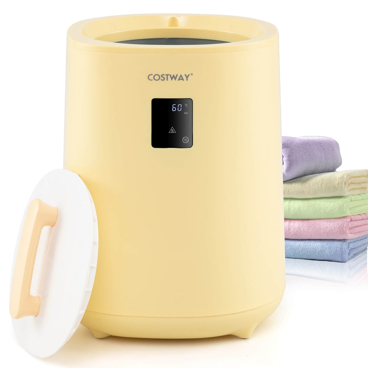 Costway  18 L Towel Warmer for Bathroom Luxury Towel Heater with LED Display and Auto Shut off Yellow