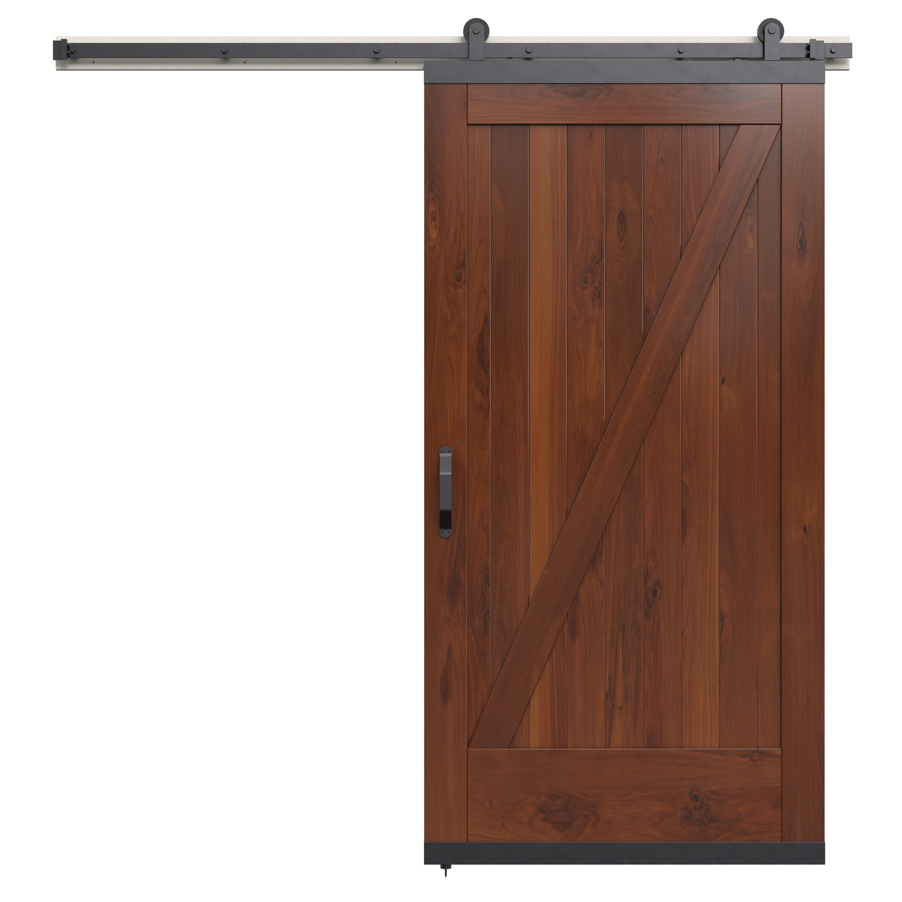 JELD-WEN LOWOLJW248800073 42-in x 80-in Chestnut Z-frame Walnut Wood Solid core Single Barn Door (Hardware Included)
