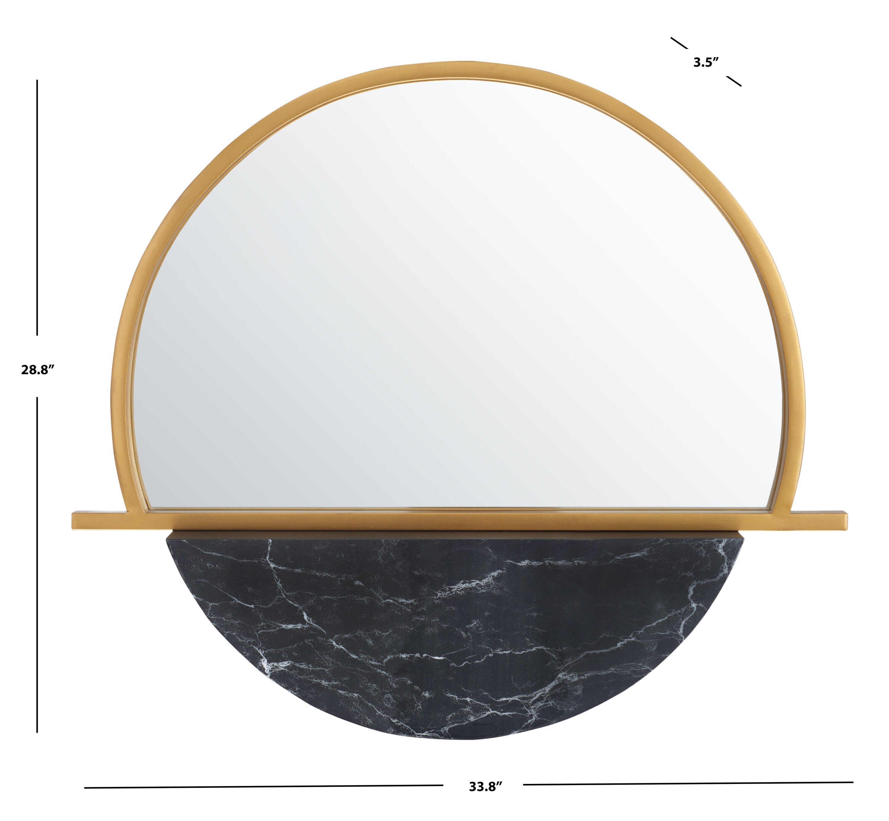 Decadent Gold & Black Geometric Round Wood Mirror 34"