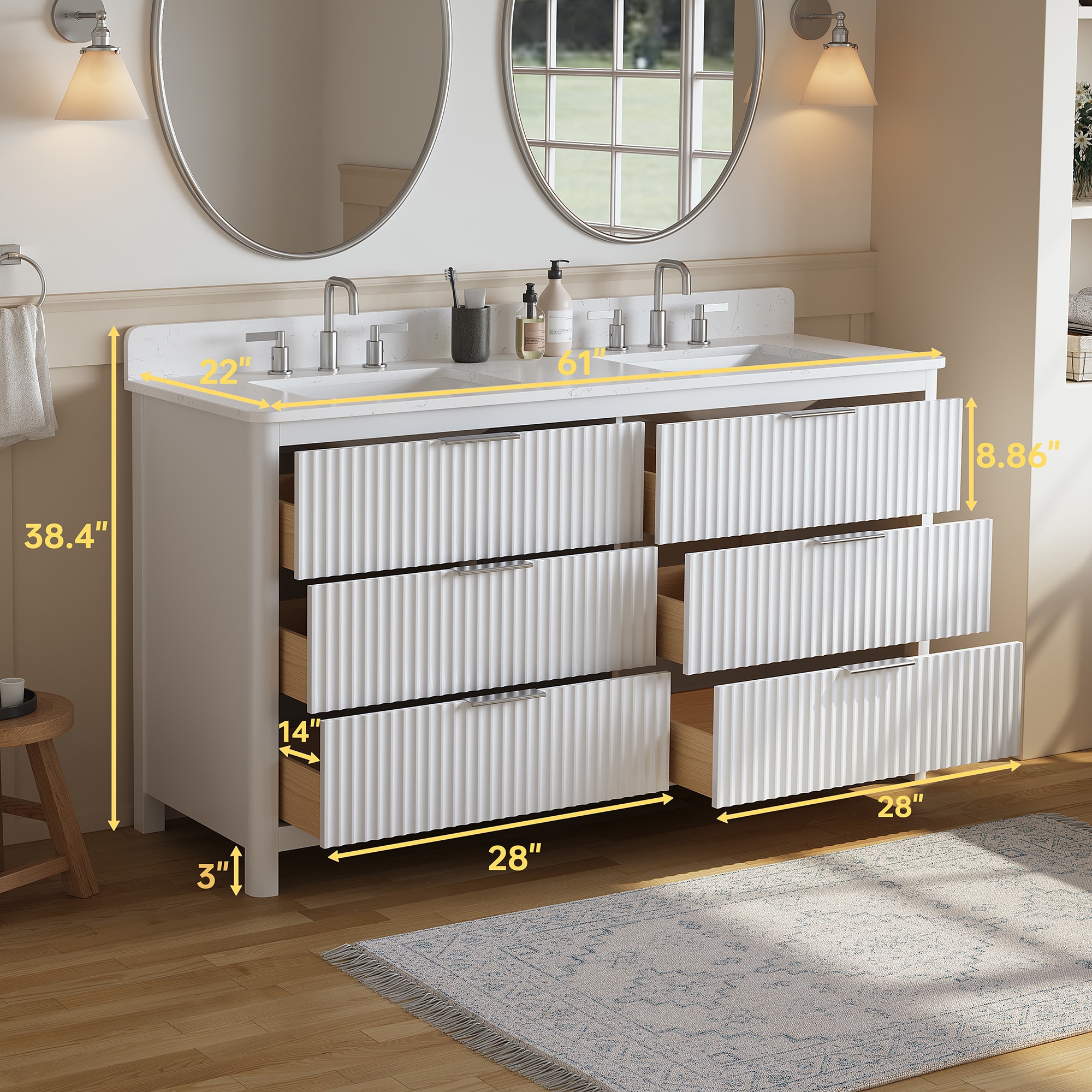 DELUXE LIVING V24001-60WT Bath-Vanity-Combo - View #11