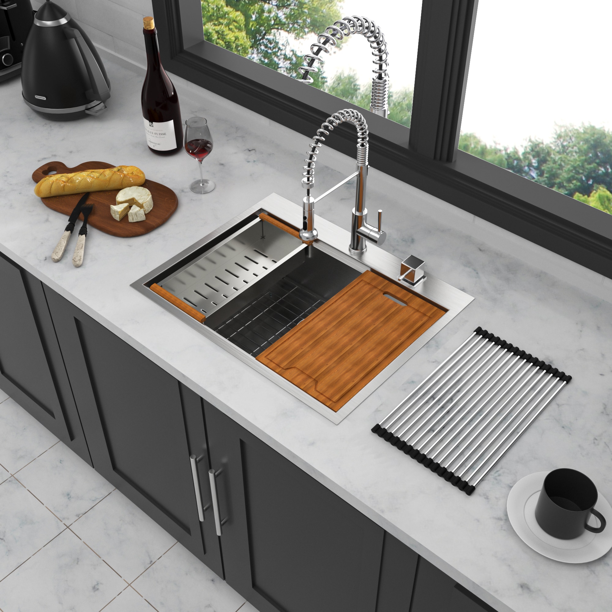 Tatayosi 28 inch Drop in Kitchen Sink 28x22 inch Kitchen Sink Stainless Steel 16 Gauge Workstation Sink Drop in Topmount Single Bowl Kitchen Sink
