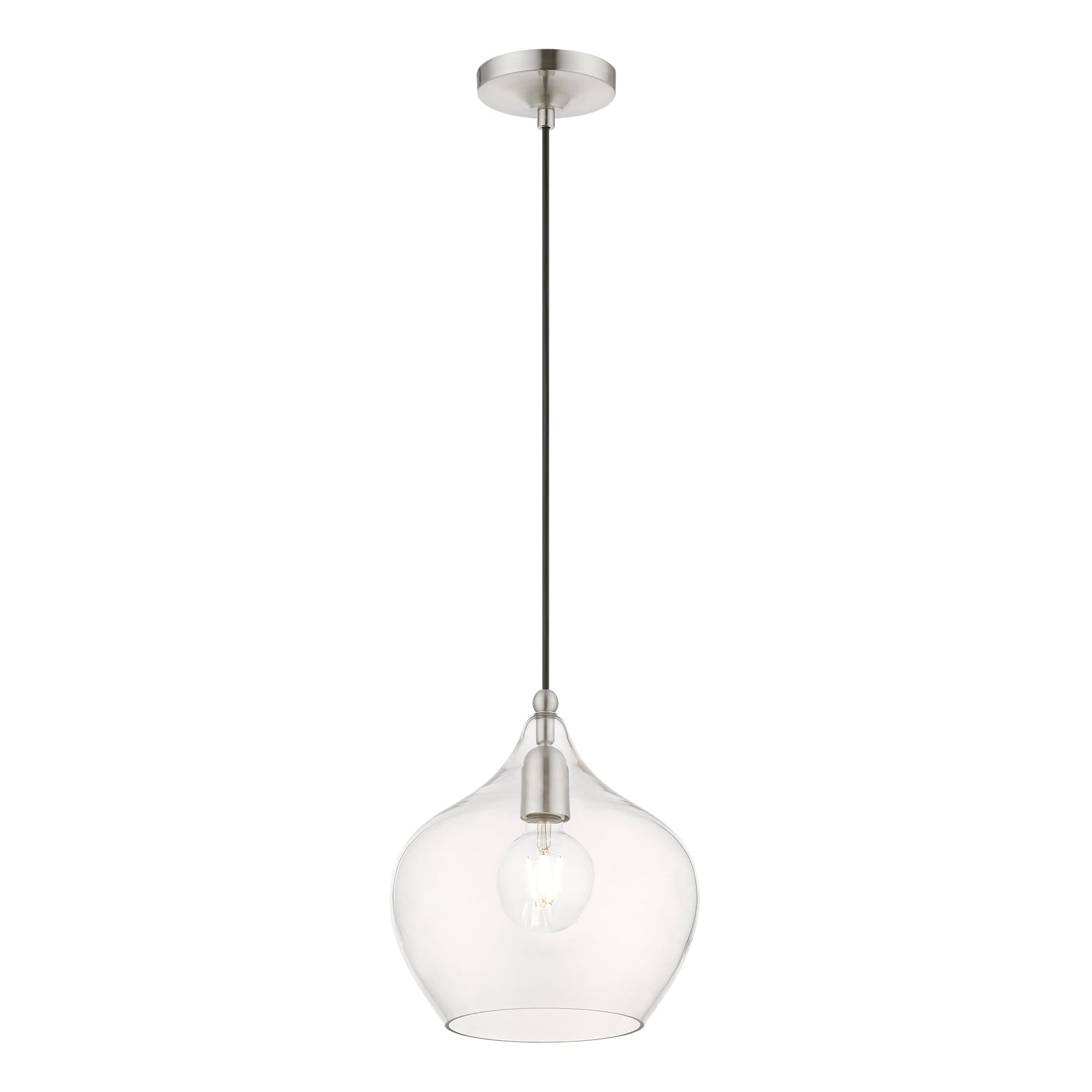 Aldrich Brushed Nickel Clear Glass Indoor/Outdoor Pendant Light