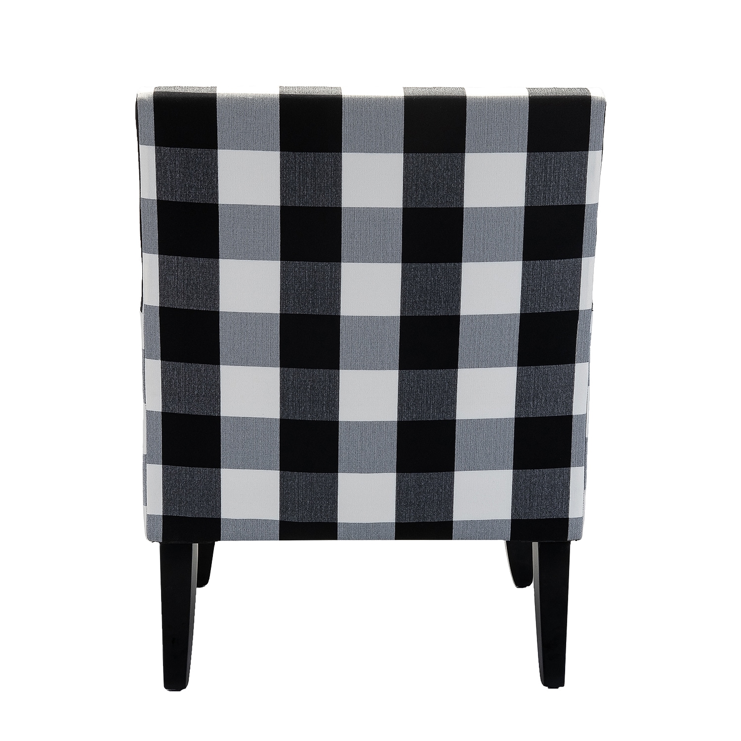 Classic Black Buffalo Plaid Armchair with Nailhead Trim
