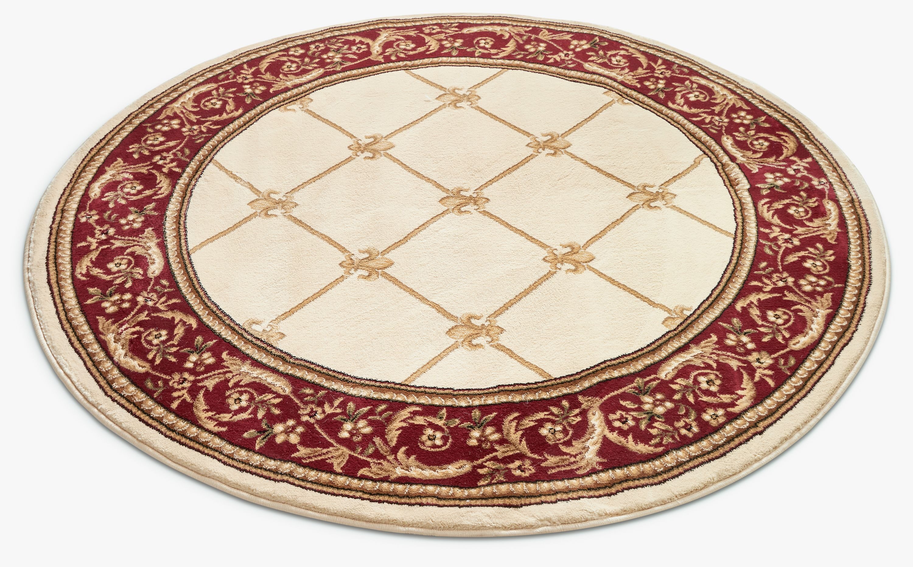 Well Woven 36229 8 x 8 (ft) Loomed Polypropylene Ivory Round Indoor Medallion Oriental Area rug