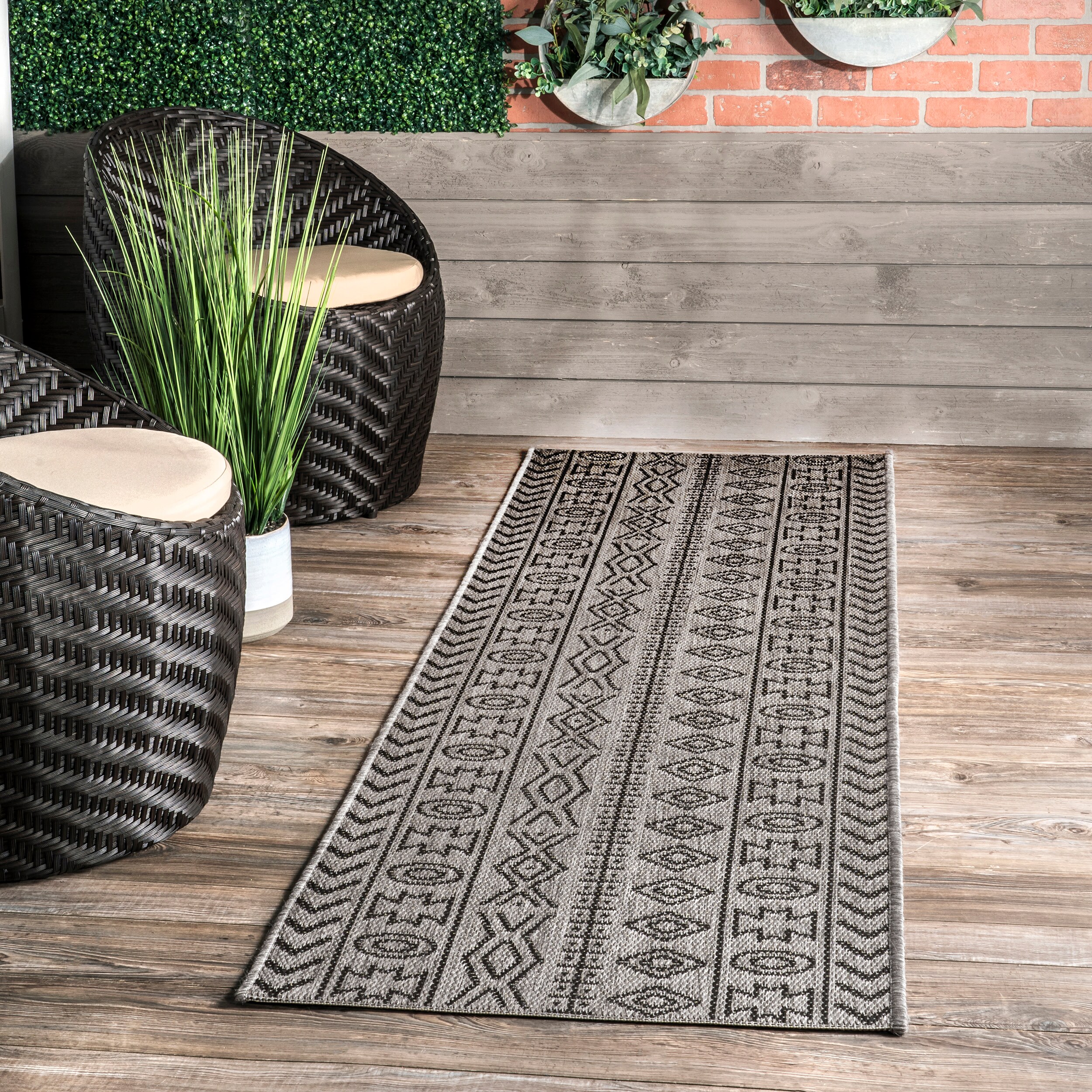 Apache Mills, Inc. 2-ft x 8-ft Gray Rectangular Outdoor Runner Mat in the  Mats department at