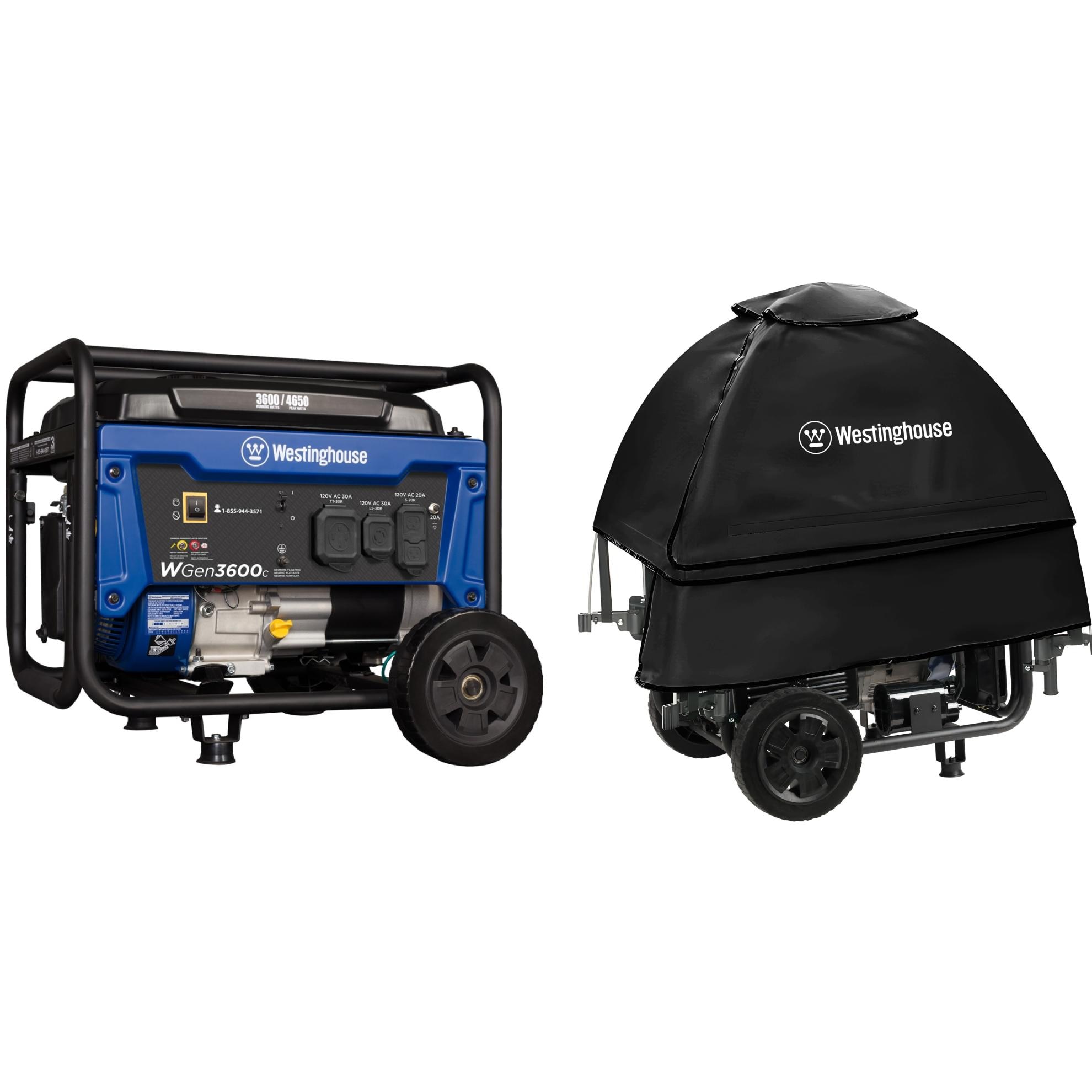 Westinghouse WGEN3600c Single Fuel (Gasoline) Portable Generator and Generator Cover Set