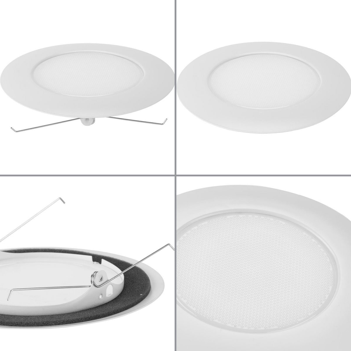 Satin White 6" Recessed Shower Trim with Glass Diffuser