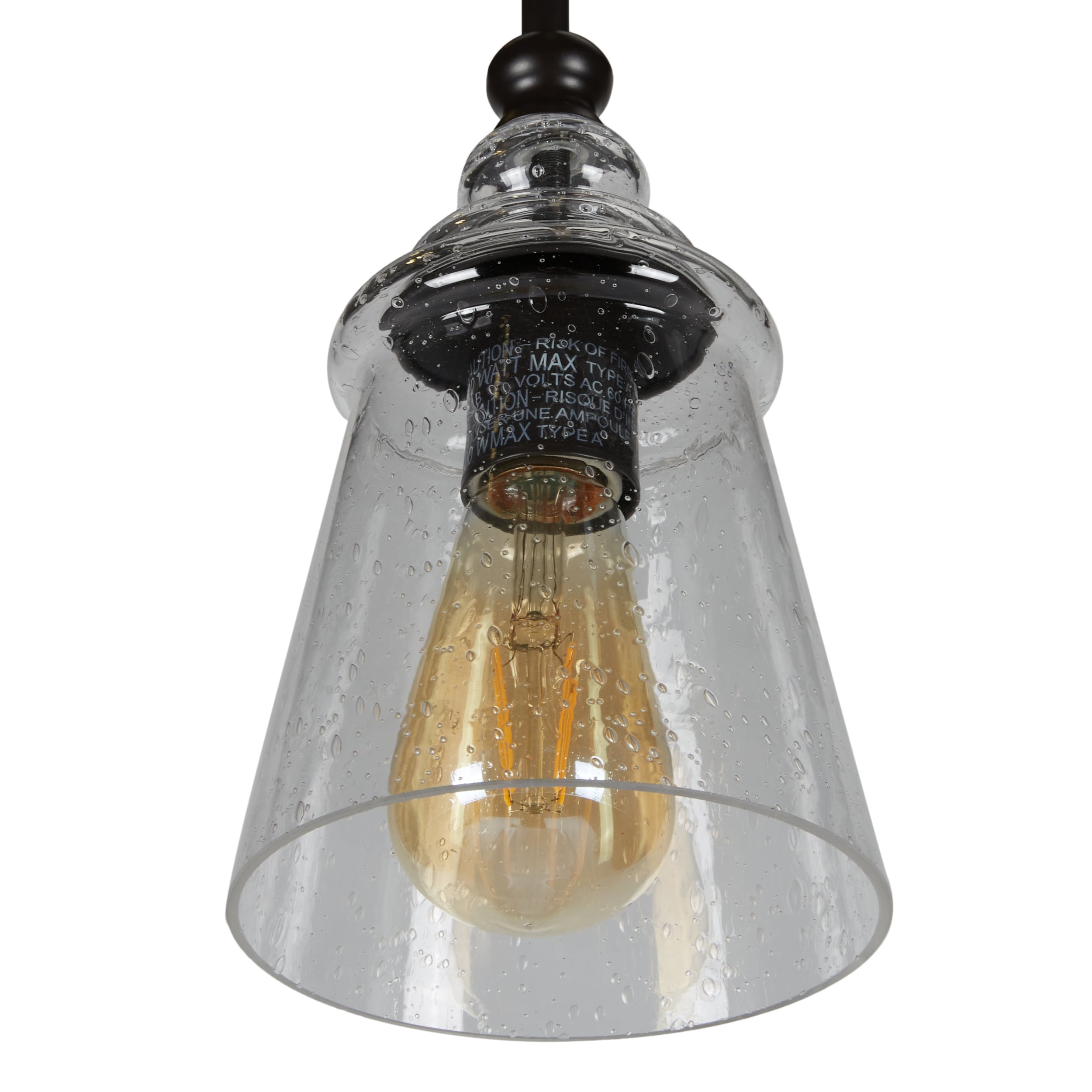 Oil Rubbed Bronze Mini Pendant with Clear Seeded Glass Shade