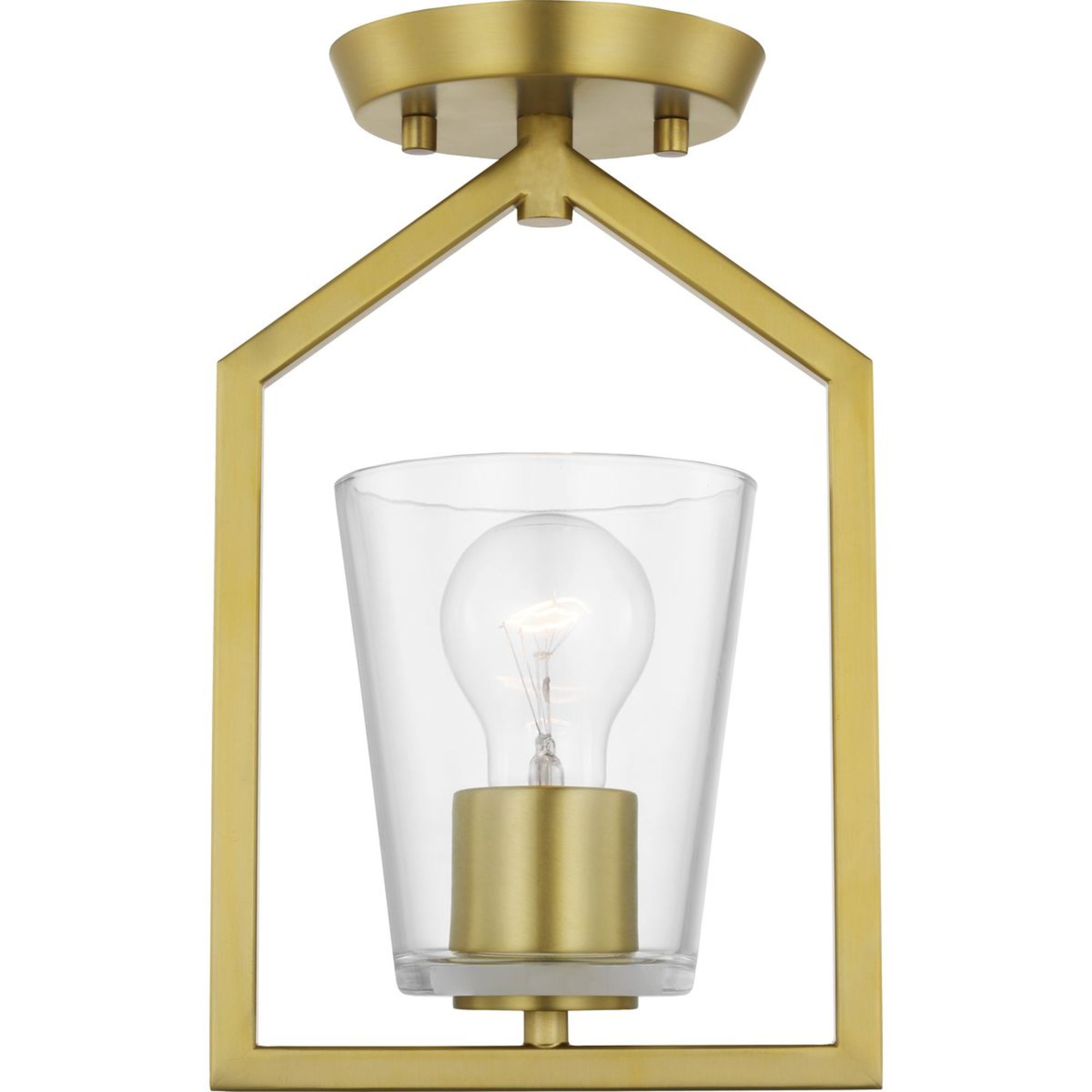 Progress Lighting P350258-191 Vertex 1 -Light 7.37-in Brushed Gold Semi Flush Mount Light