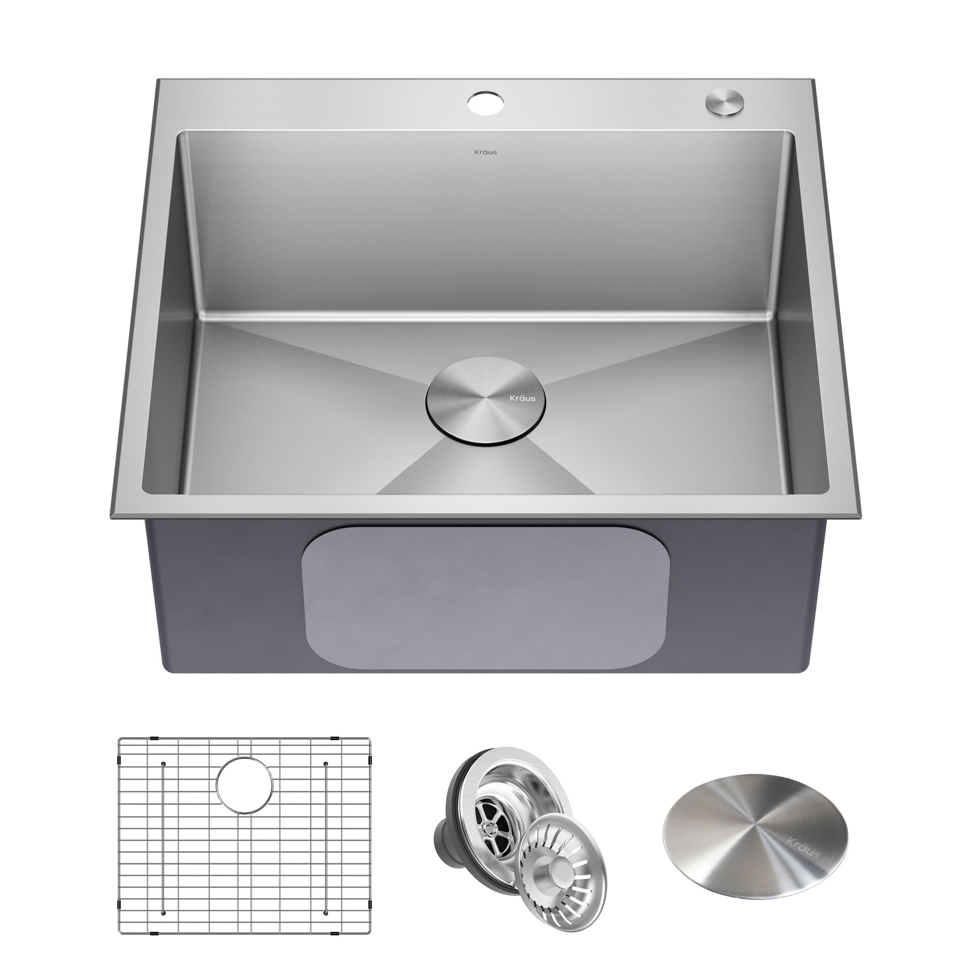 Kraus Standart PRO Dual-mount 25-in x 22-in Stainless Steel Single Bowl ...