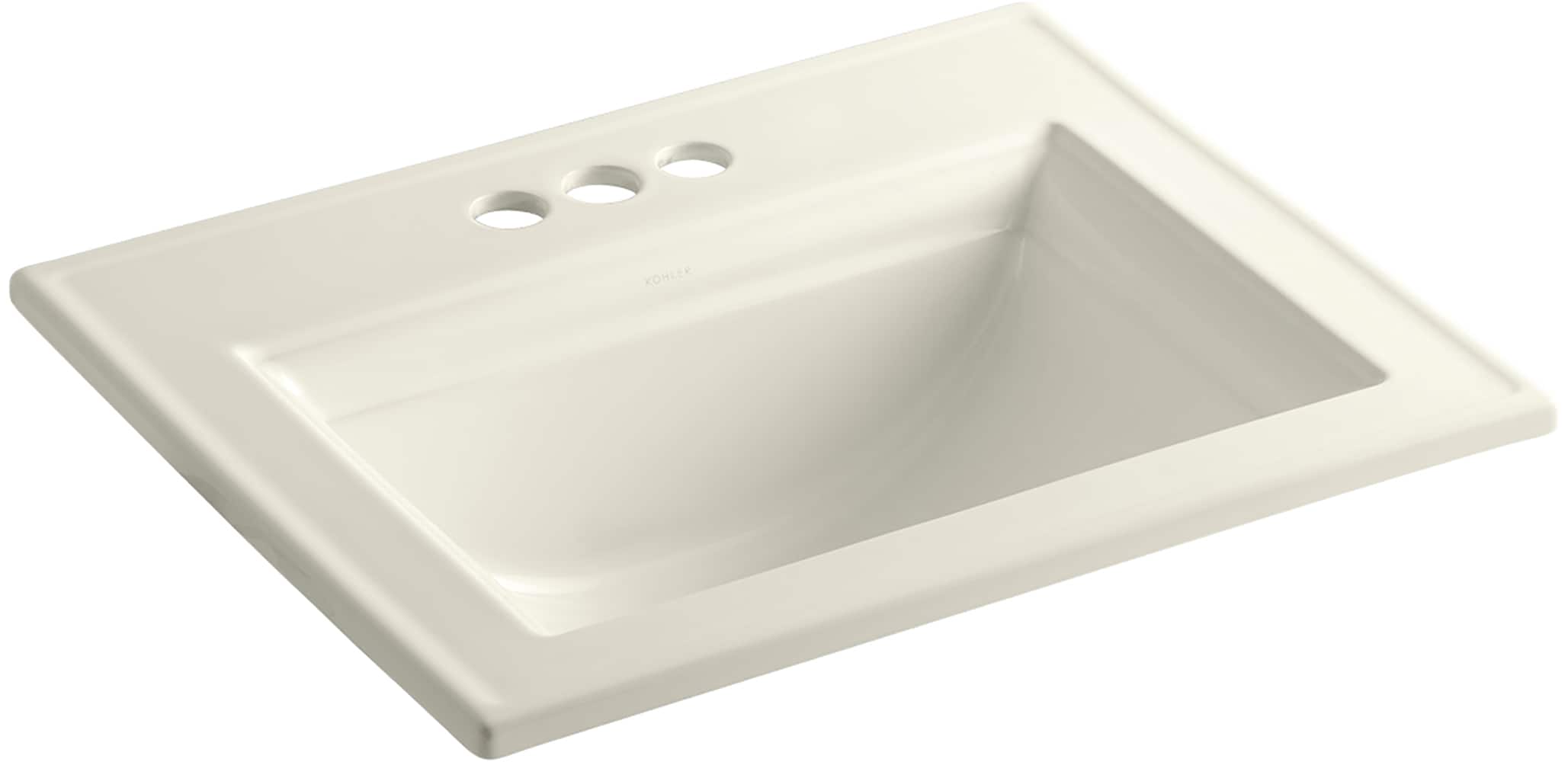 KOHLER 2337-4-96 Memoirs Vitreous china Drop-in Rectangular Traditional Biscuit Bathroom Sink ( 22.75-Inches x 18.0-Inches )