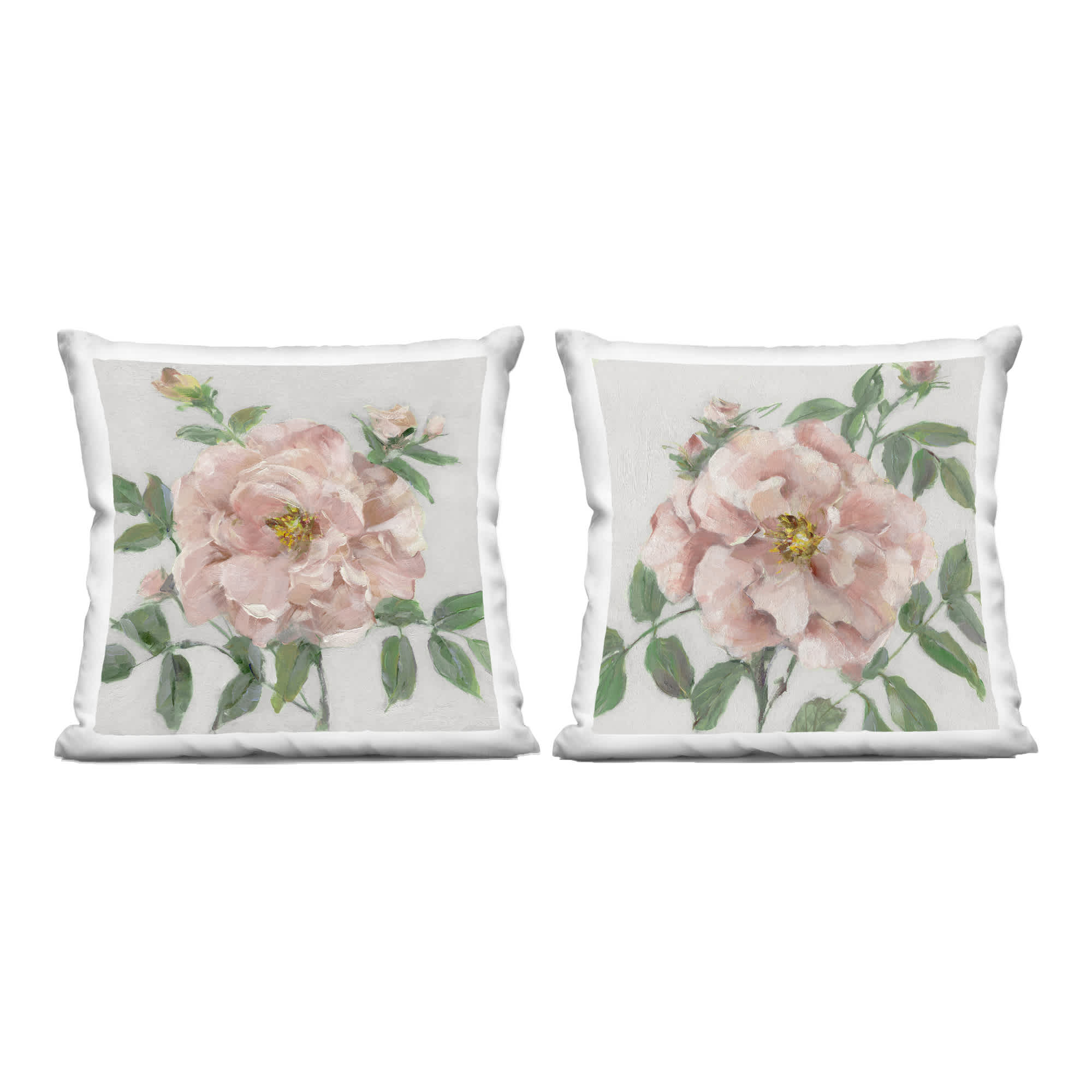 Stupell Industries PL2-854-SQW-2P-18X18 Soft and Subtle Peonies 2pc Decorative Printed Pillow Set Design by Sally Swatland