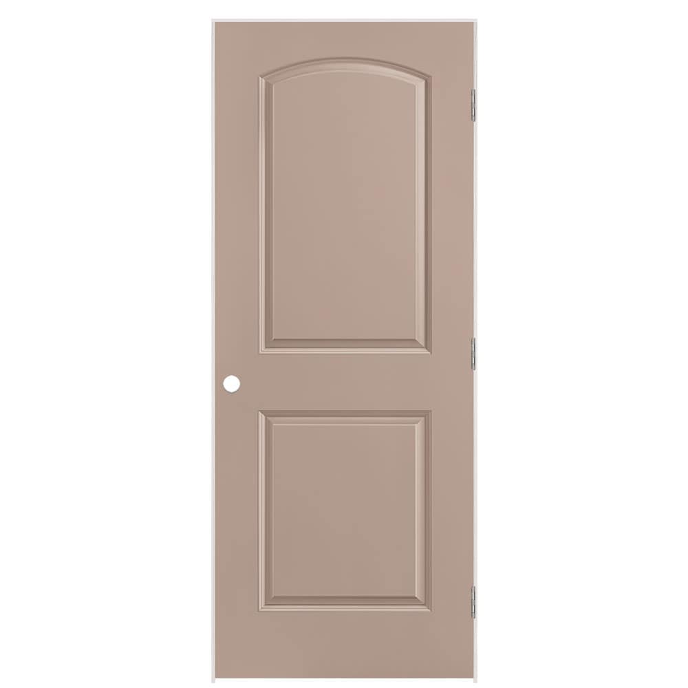 Masonite 1317802 32-in x 80-in Sandpiper Solid core 2-panel round top Left hand Smooth Prefinished Molded composite Flat Jamb Single Prehung Interior Door