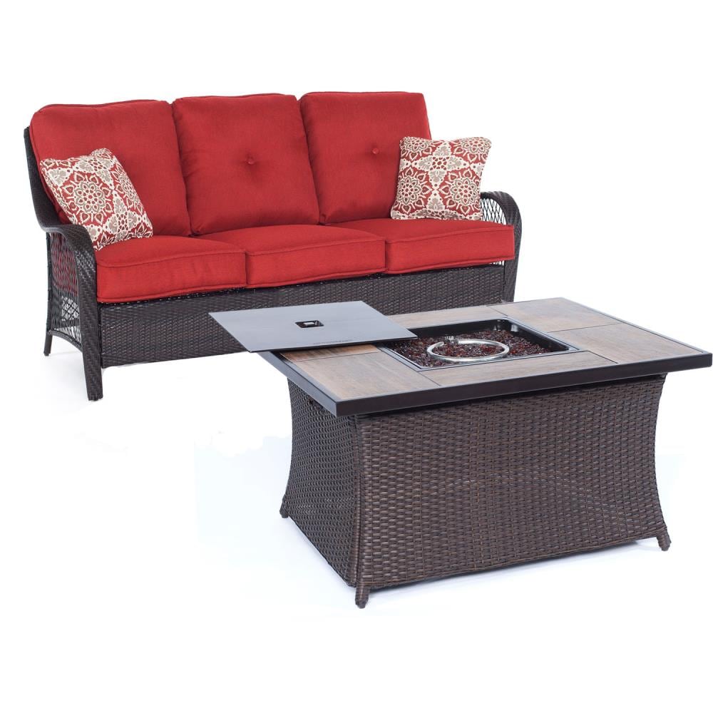 Hanover ORLEANS2PCFP-BRY-A Orleans 2-Piece Patio Conversation Set with Red Cushions