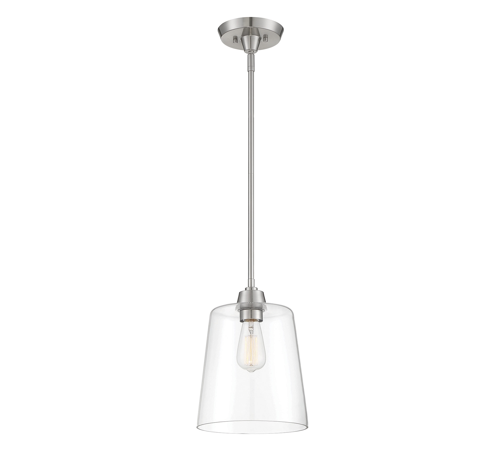 Meridian Lite Trends M70081BN Meridian Brushed Nickel Industrial Clear glass Bell Mini Hanging Pendant light