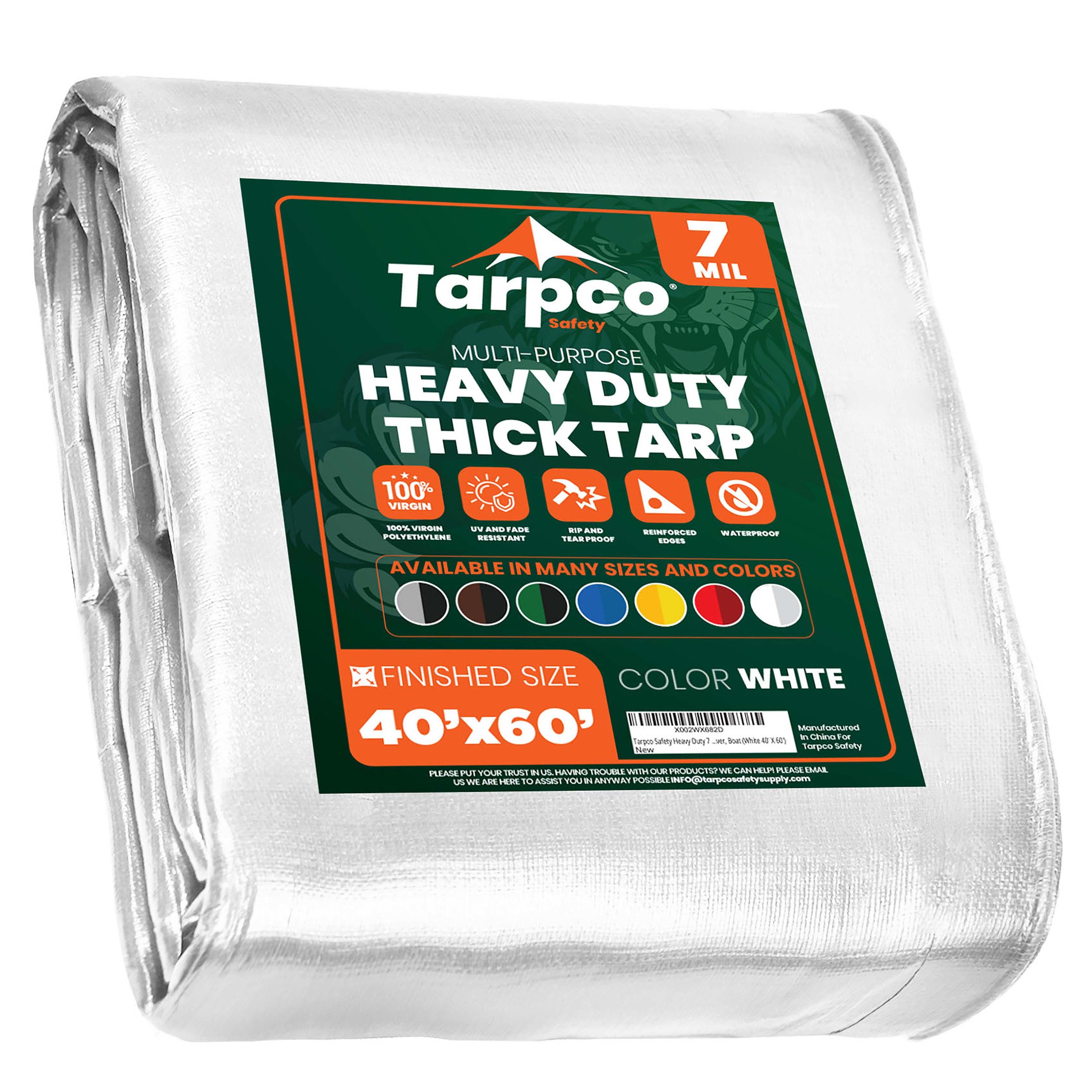 Tarpco Safety TS-204-40X60 40-ft x 60-ft White Waterproof Commercial Polyethylene 7-Mils Tarp
