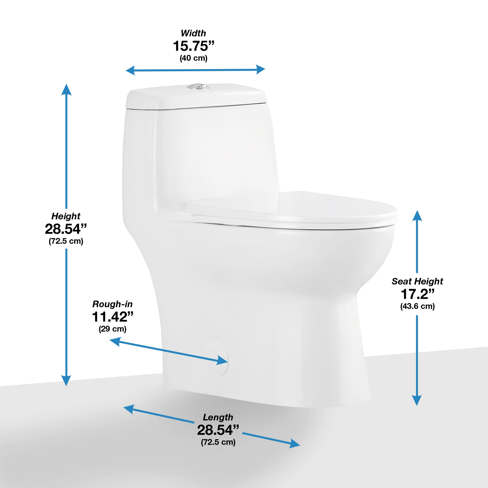 White High Efficiency Dual Flush One-Piece Elongated Toilet