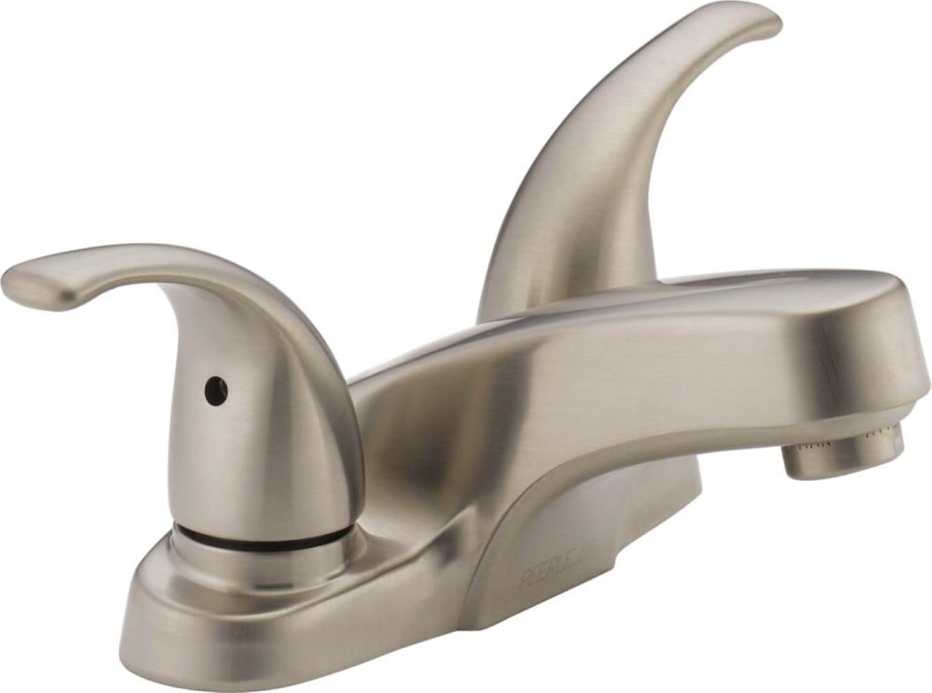 Peerless P299628LF-BN Core Brushed Nickel 4-in centerset 2-handle WaterSense Mid-arc Residential Handle Bathroom Sink Faucet with Drain