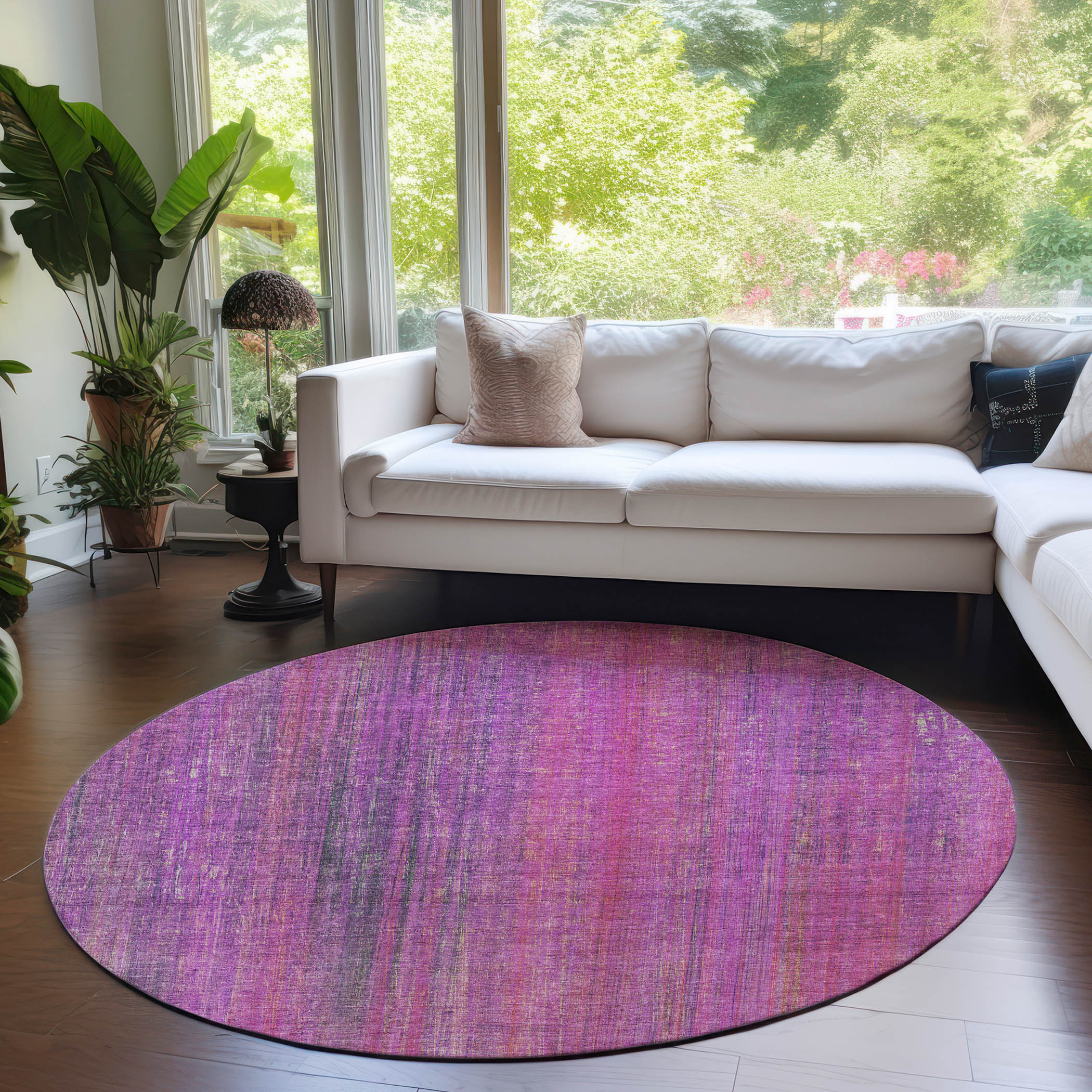 Addison Rugs ACN552LL8RO Chantille ACN552LL 8 x 8 (ft) Polyester Lilac Round Indoor/Outdoor Geometric Machine washable Area rug