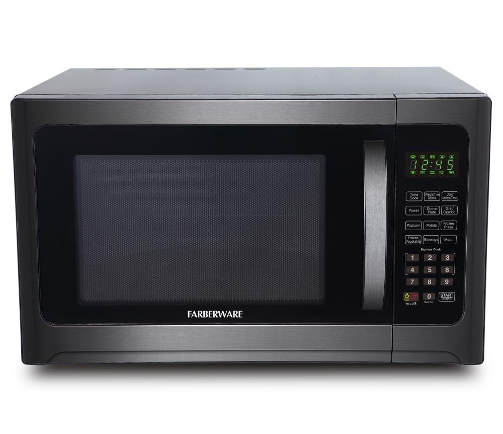 Farberware Black 1.2-cu ft 1100-Watt Countertop Microwave (Stainless  Steel/Black) in the Countertop Microwaves department at