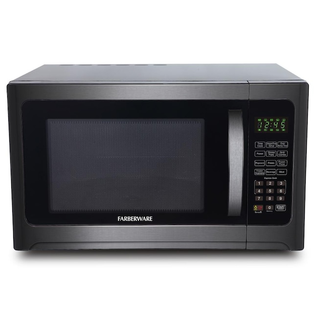 Farberware Black 1.2-cu ft 1100-Watt Countertop Microwave (Stainless  Steel/Black) in the Countertop Microwaves department at