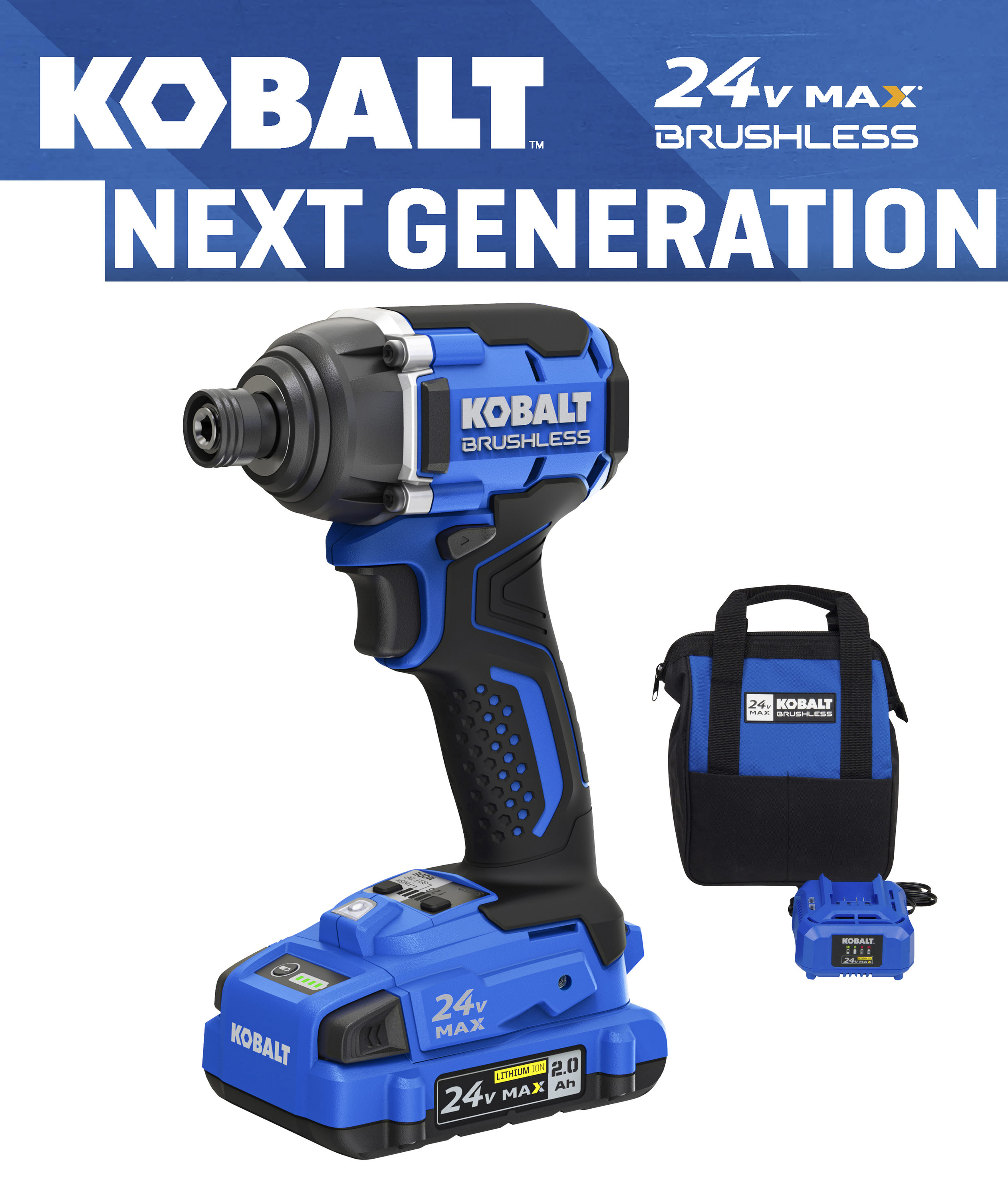 Kobalt 24-volt Max 1/4-in Variable Speed Brushless Cordless Impact Driver (1-Battery Included)