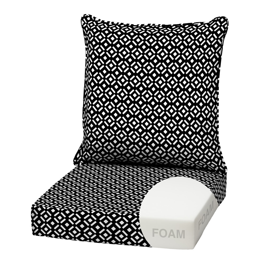 ARDEN 24.0-in x 22.0-in Black Demi Tile Deep seat patio chair cushion