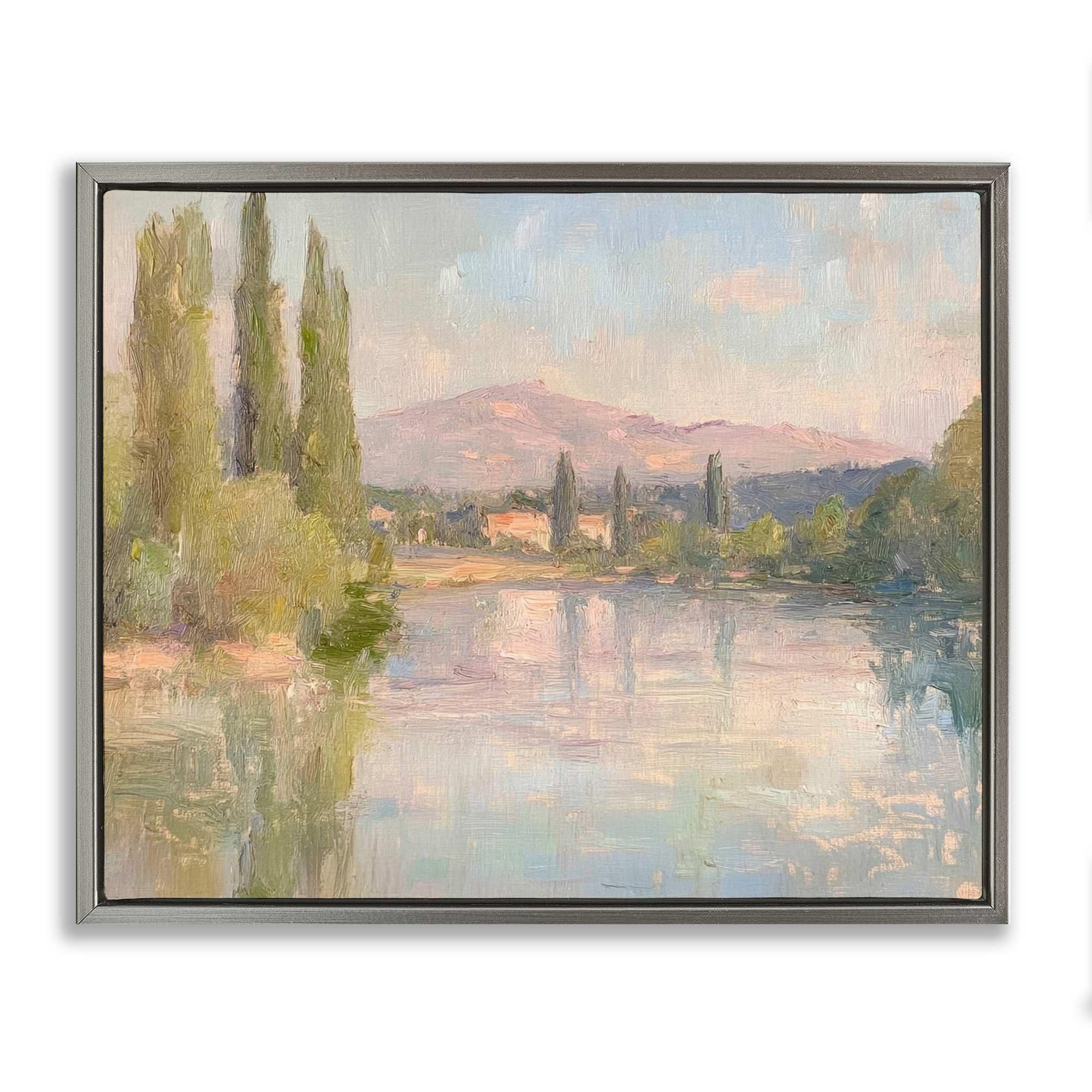 Stupell Industries BT-817-FFL-24X30 Place By The Lake Gray Framed Floater Canvas Wall Art By Petal Prints Design 31 x 25