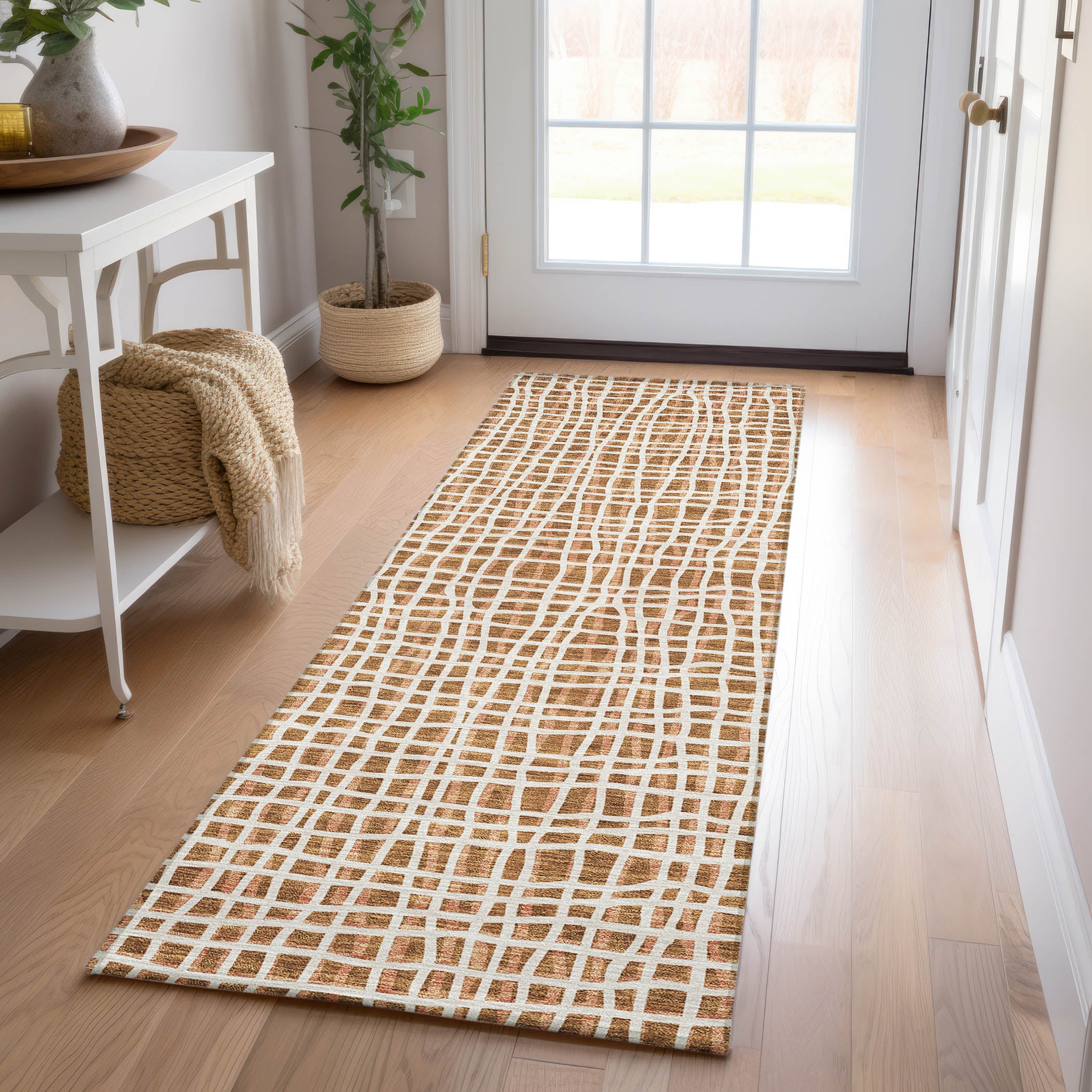 Addison Rugs ACN729PK2X8 Chantille ACN729PK 2 x 7 (ft) Polyester Paprika Rectangular Indoor/Outdoor Geometric Machine washable Area rug