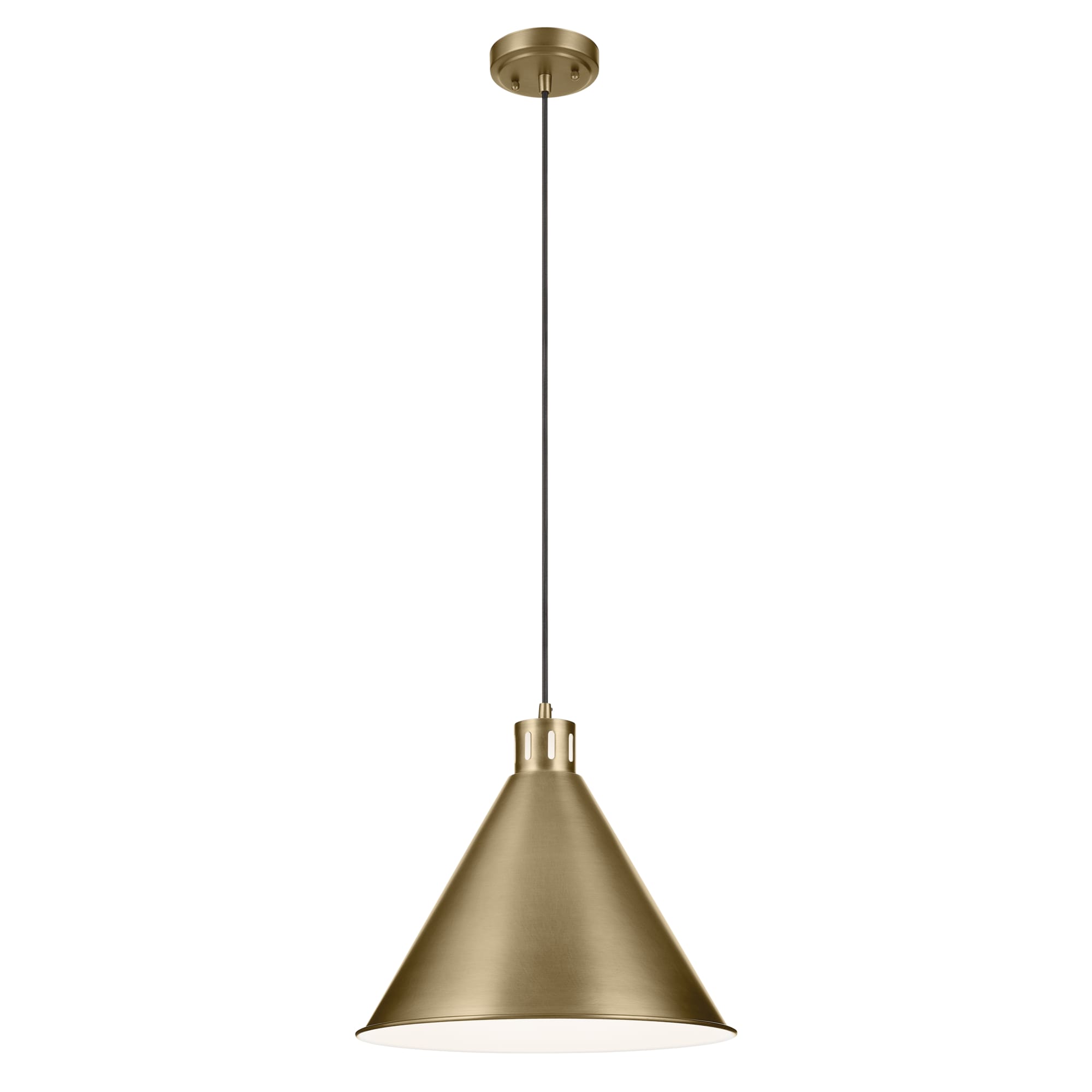 Kichler 52177NBR Zailey 1 -Light Natural Brass Industrial Cone Medium Hanging Pendant light